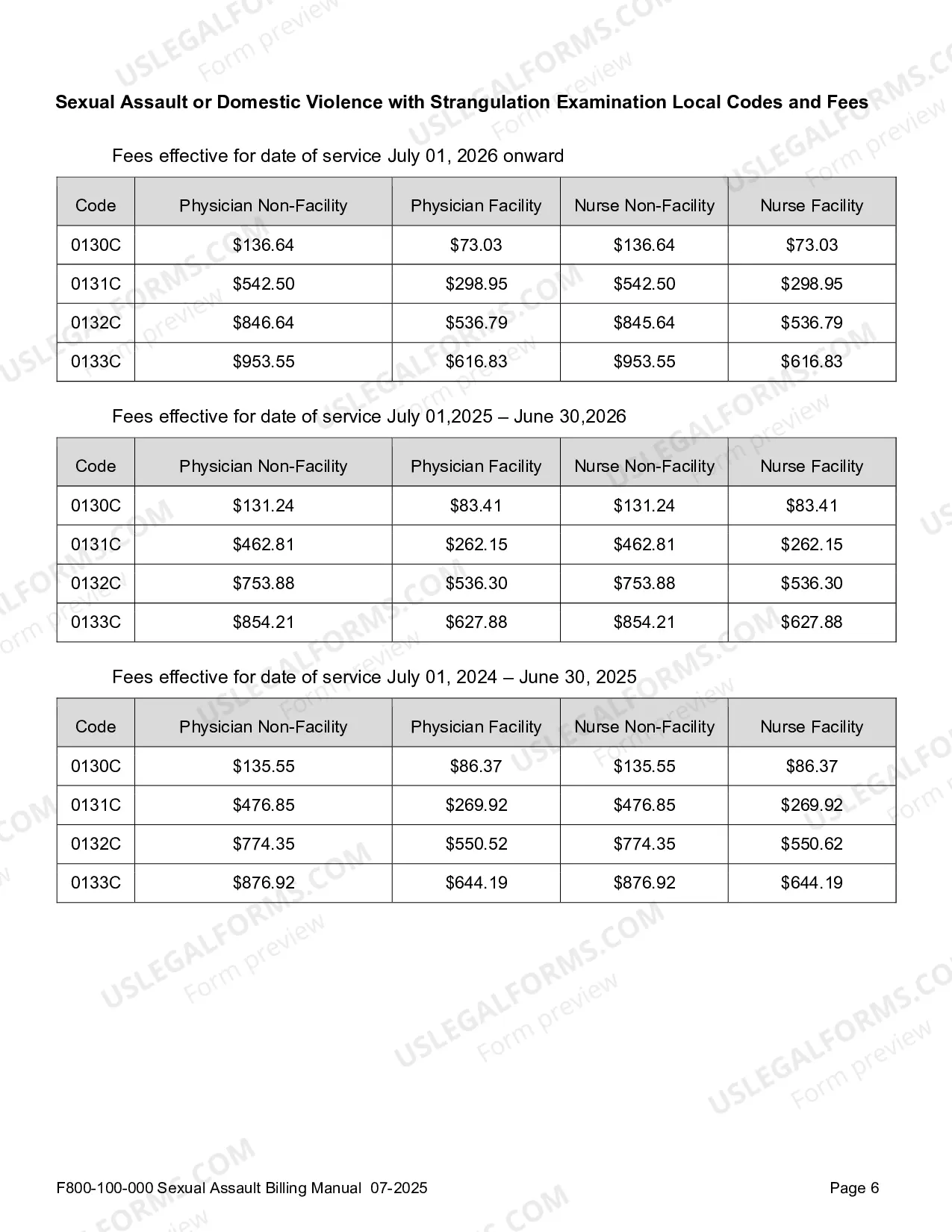 Preview Billing Guidelines for Sexual Assault Examinations: Crime Victims Compensation Program