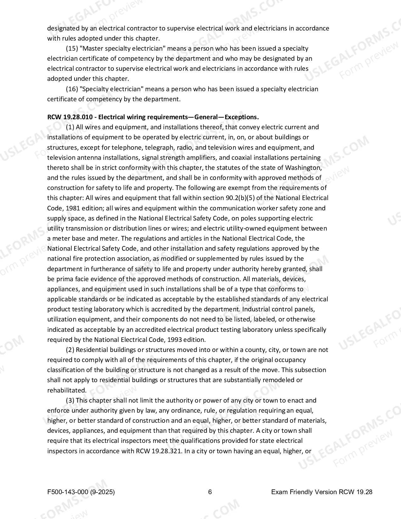 Preview Chapter 19.28 RCW for Electrician and Electrical Installations