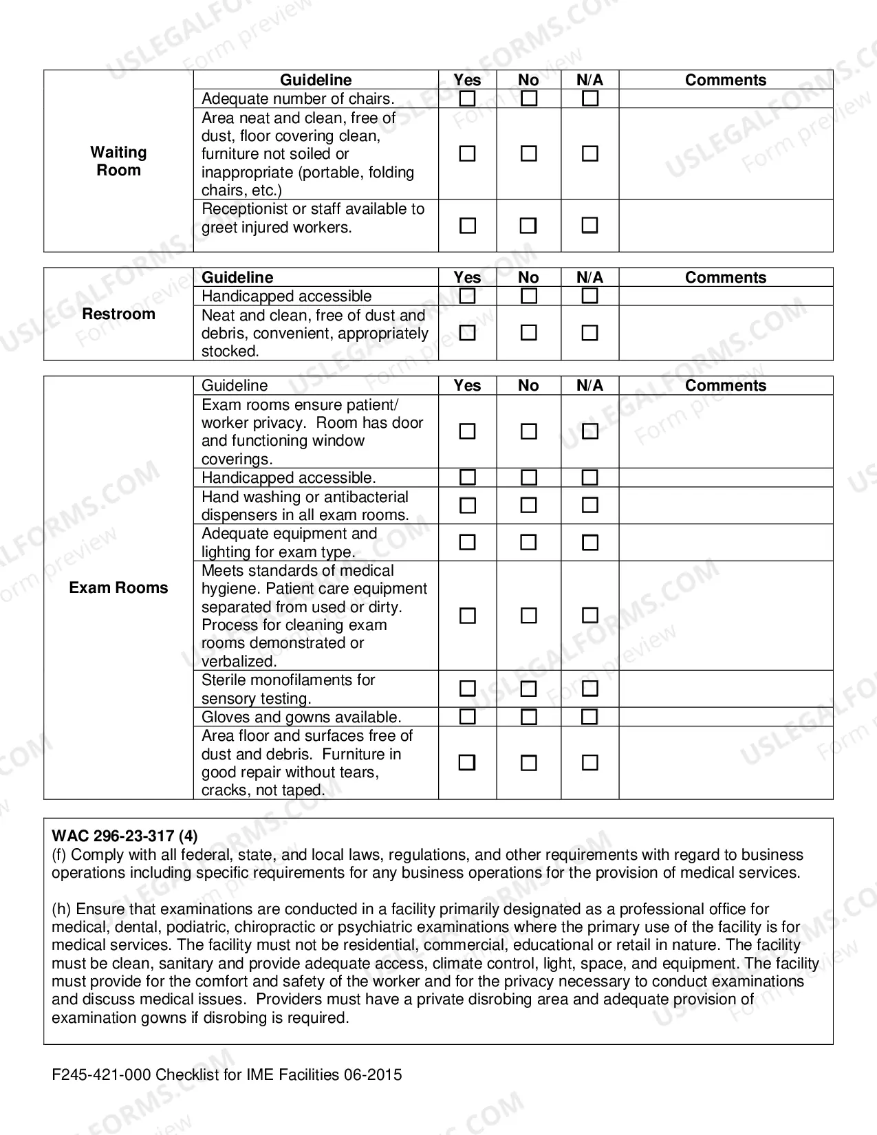 Preview Checklist for IME Facilities