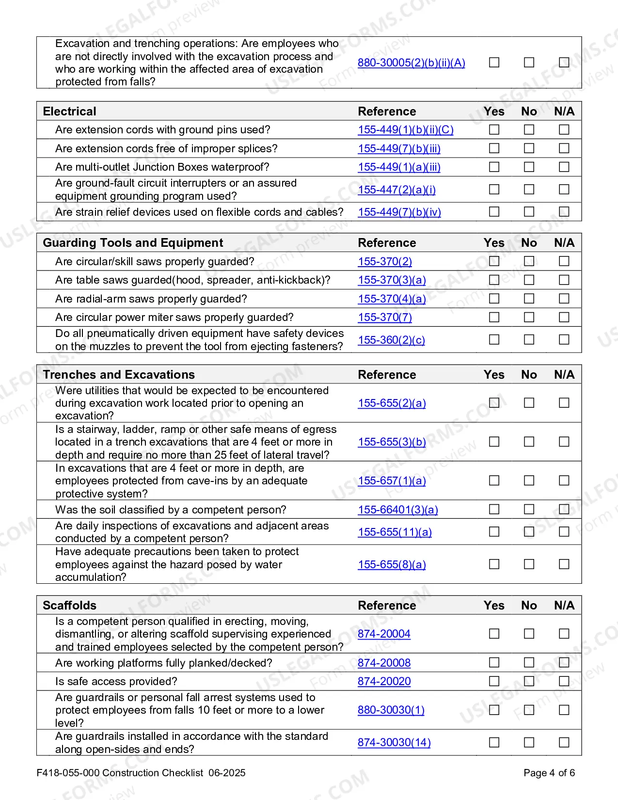 Preview Construction Checklist - Safety