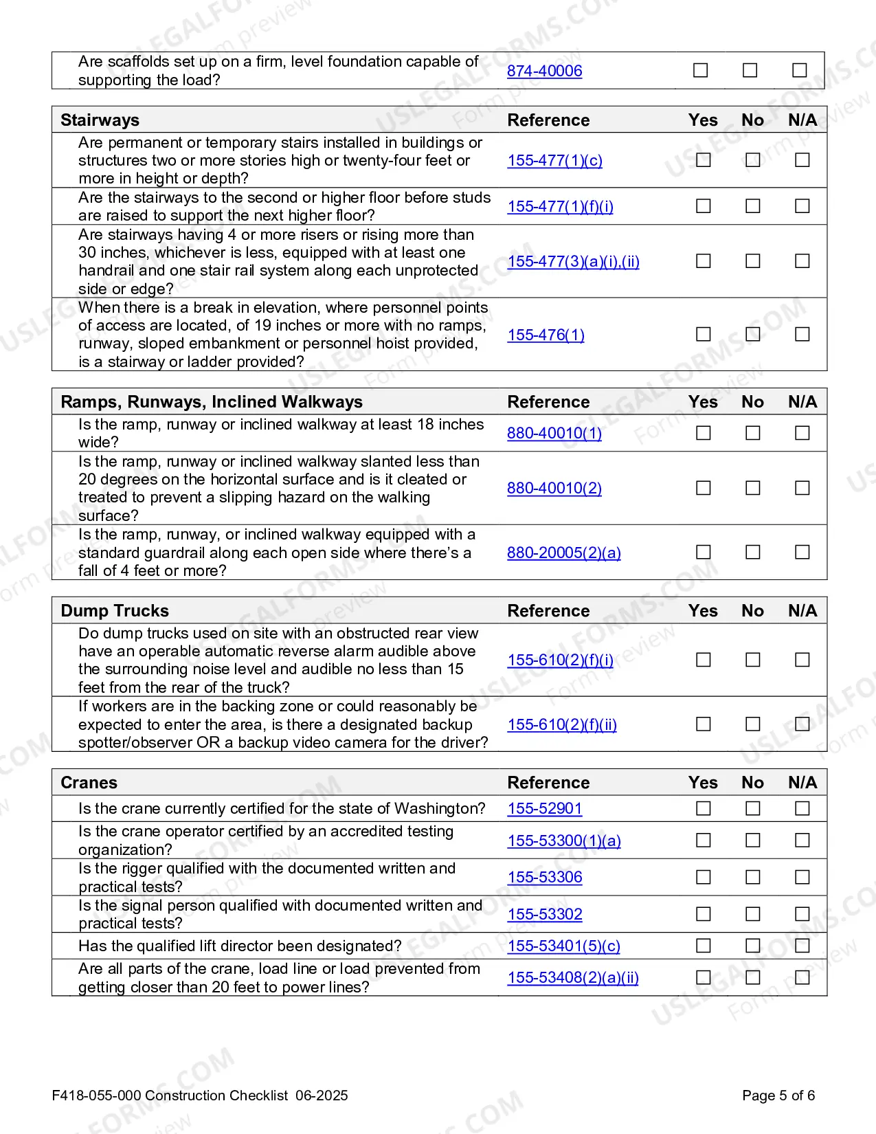 Preview Construction Checklist - Safety