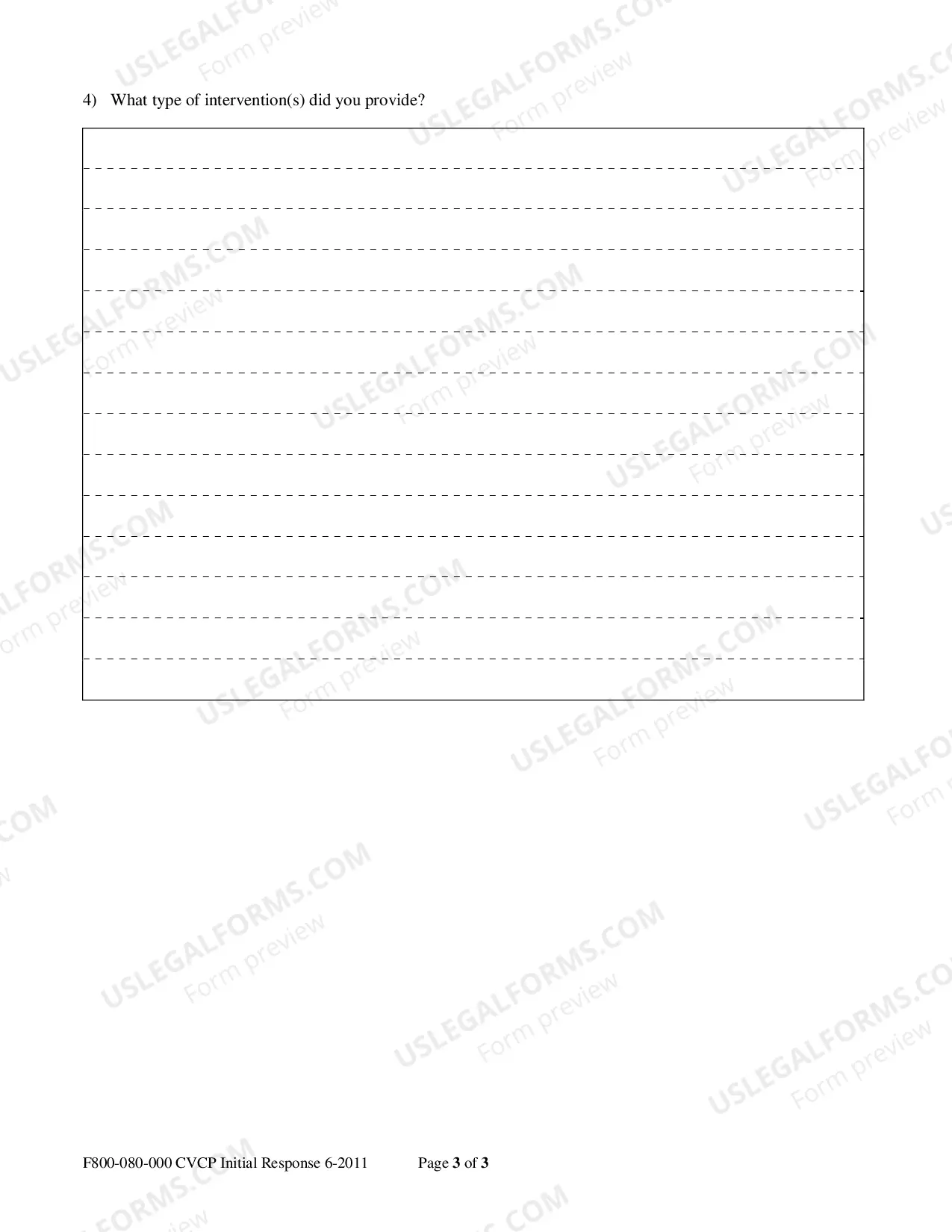 Preview Crime Victims Compensation Program Initial Response and Assessment: Form I