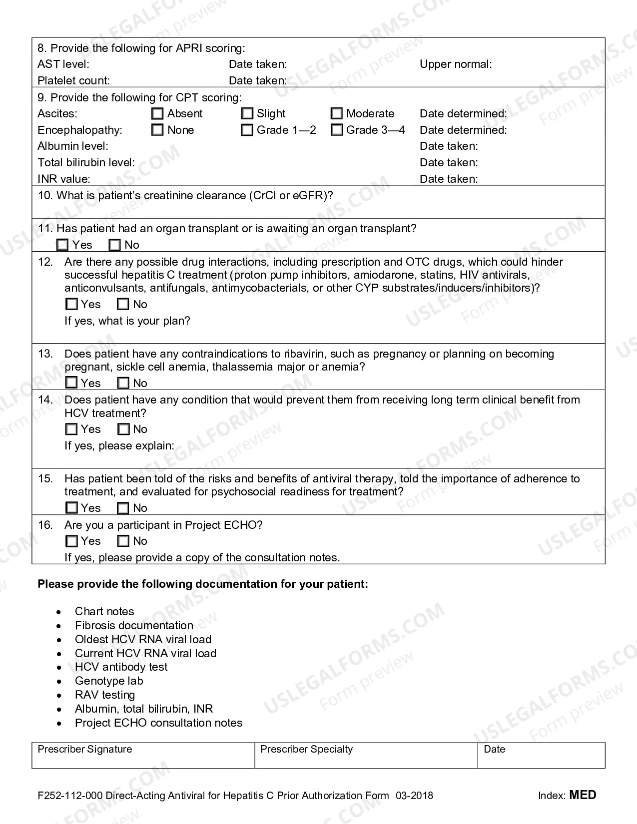 Preview Direct-Acting Antiviral for Hepatitis C Prior Authorization Form