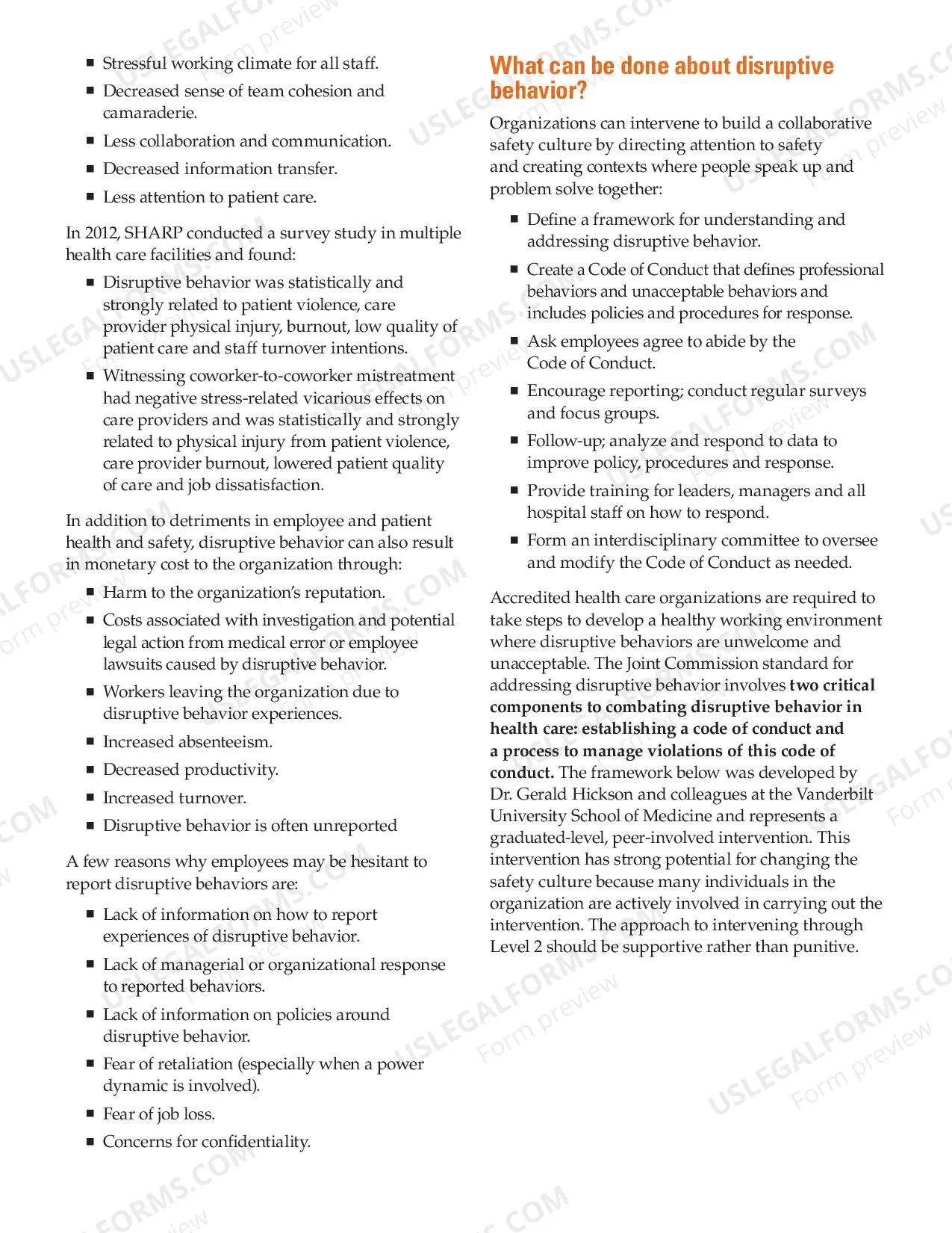 Preview Disruptive Behavior in Health Care (SHARP)