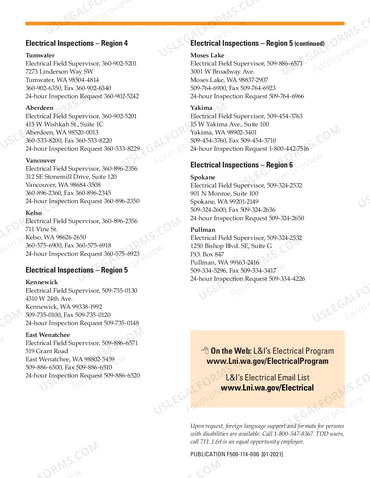 Preview Electrical Program Contacts