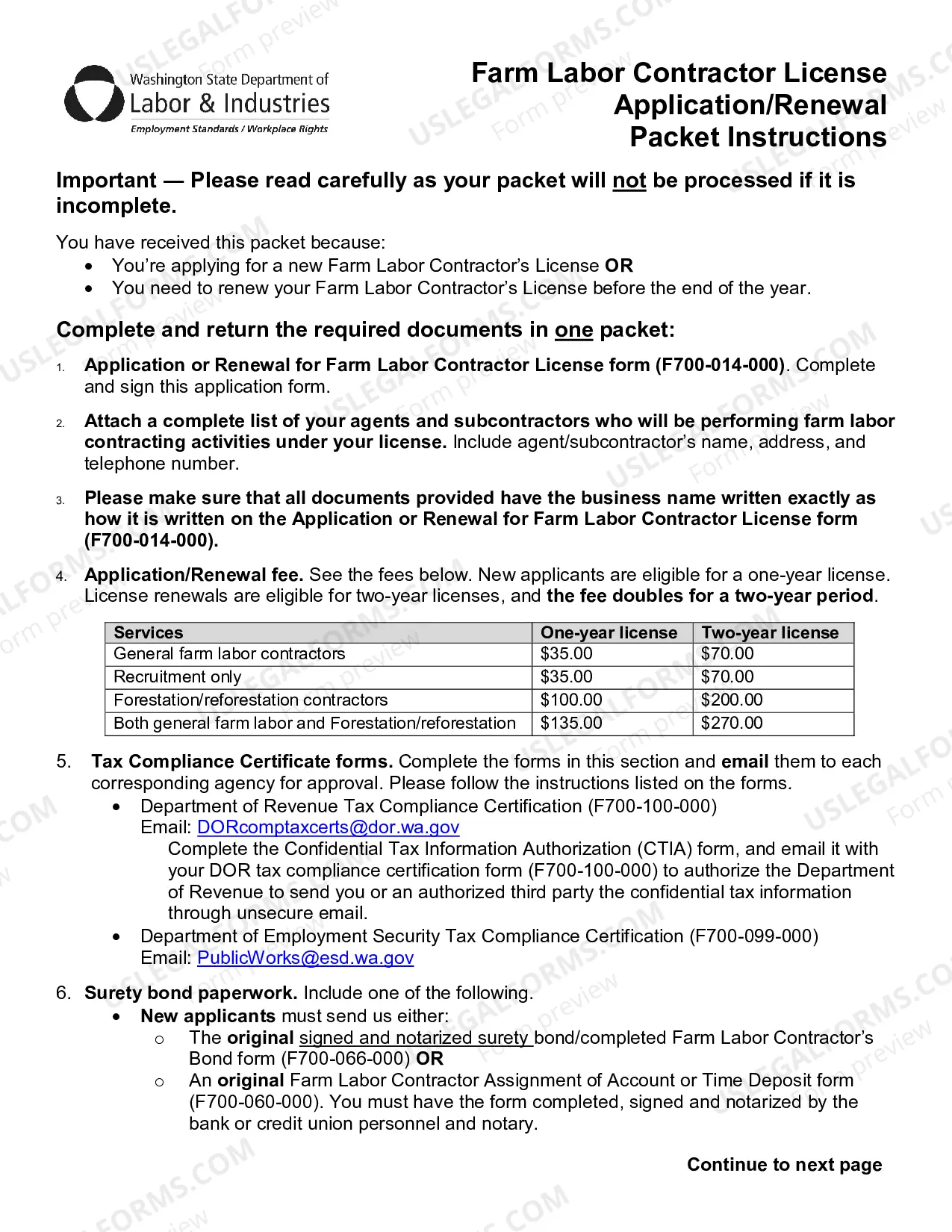 Preview Farm Labor Contractor Application/Renewal Packet
