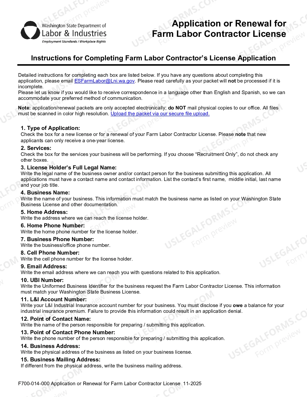 Preview Farm Labor Contractor Application/Renewal Packet