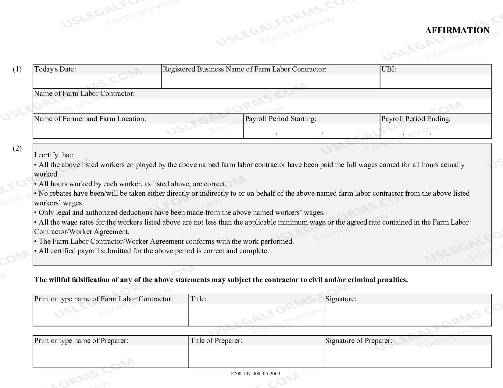Preview Farm Labor Contractor Certified Payroll