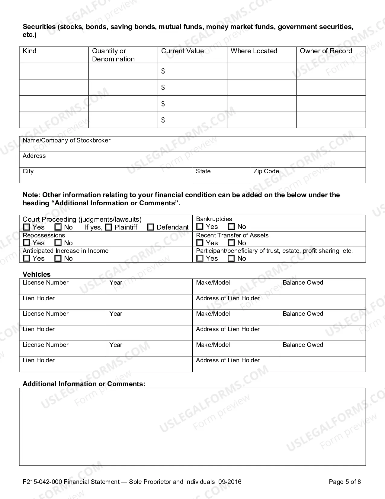 Preview Financial Statement - Sole Proprietor and Individuals