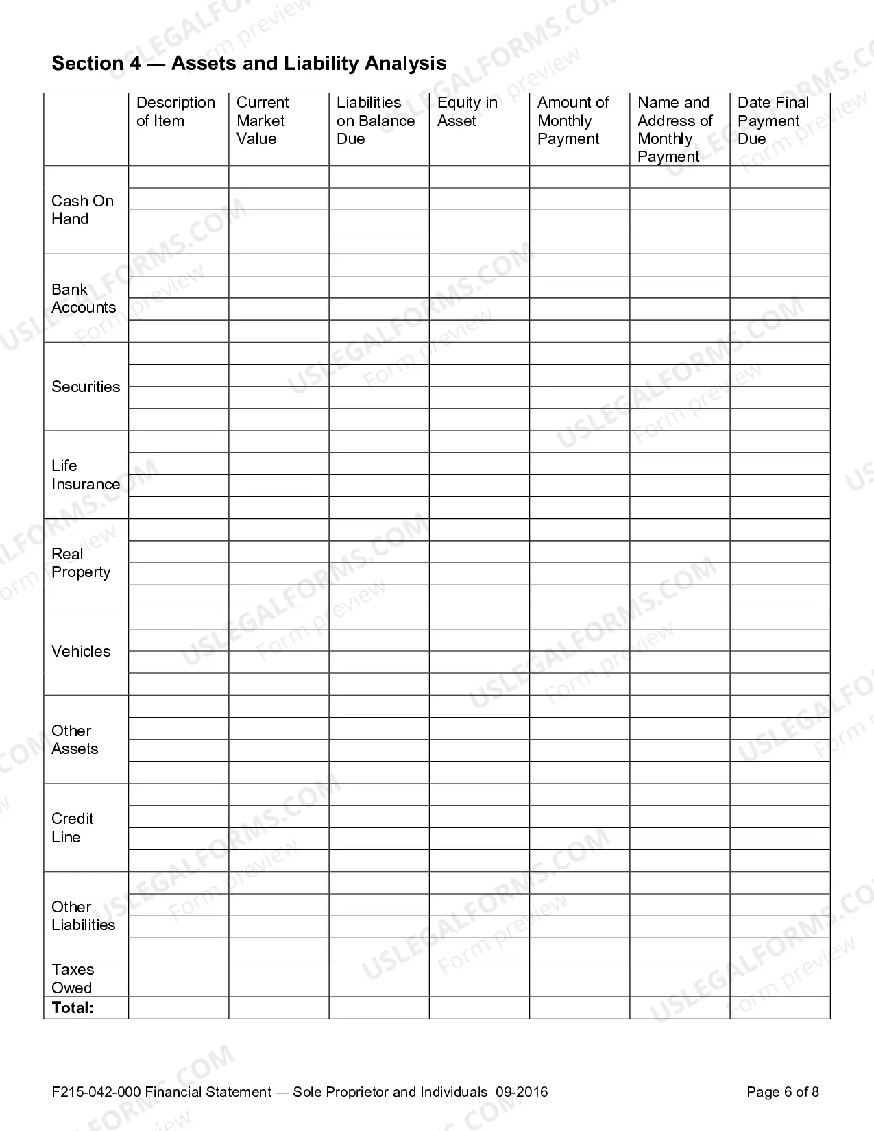 Preview Financial Statement - Sole Proprietor and Individuals