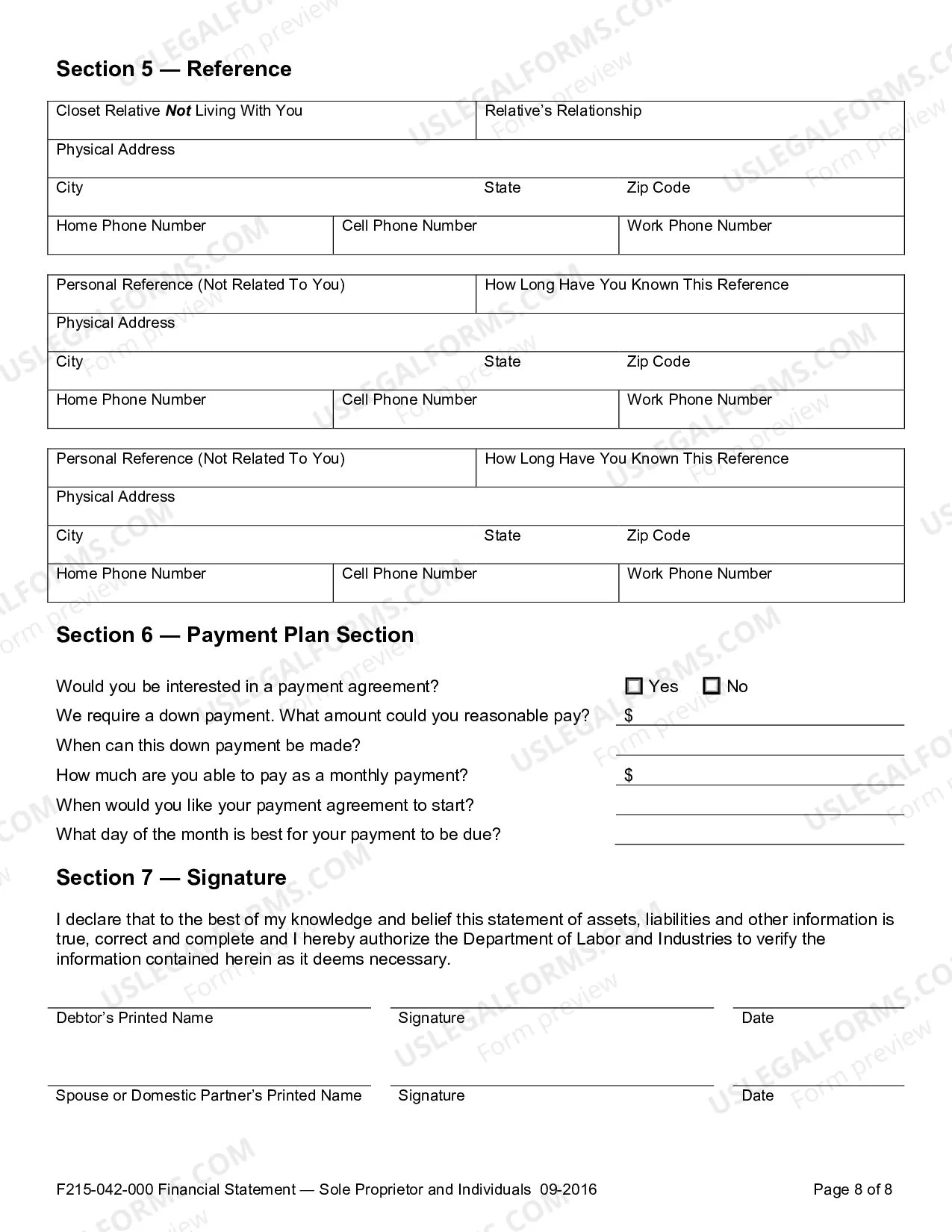 Preview Financial Statement - Sole Proprietor and Individuals