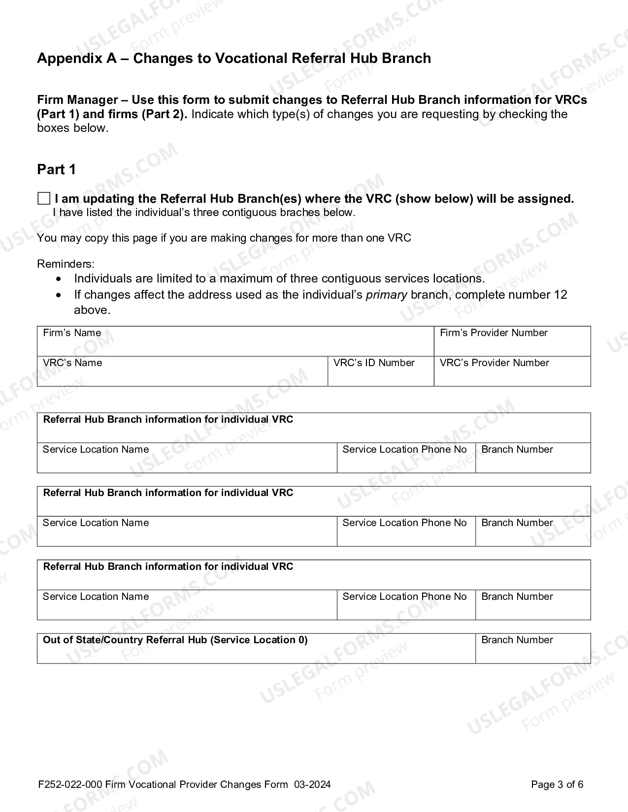 Preview Firm Vocational Provider Account Change