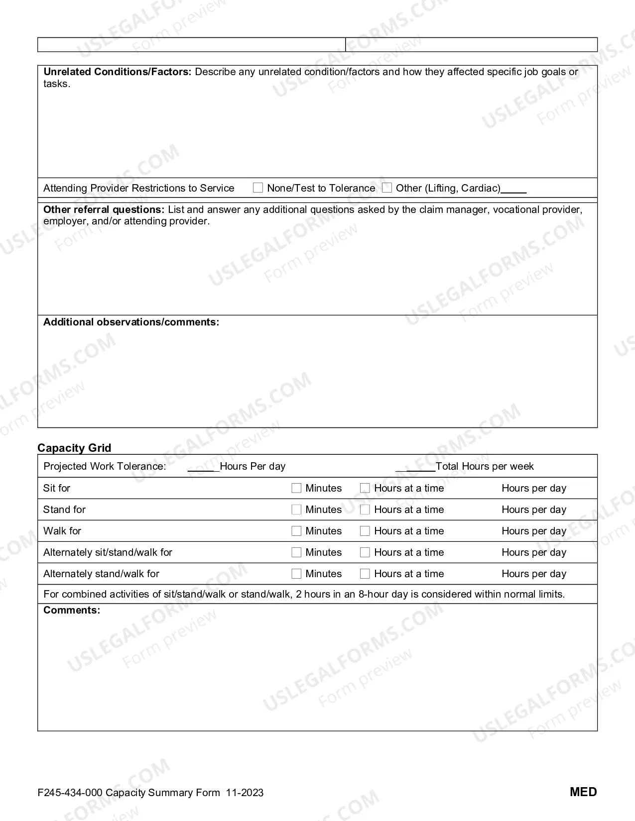 Preview Functional Capacity Summary