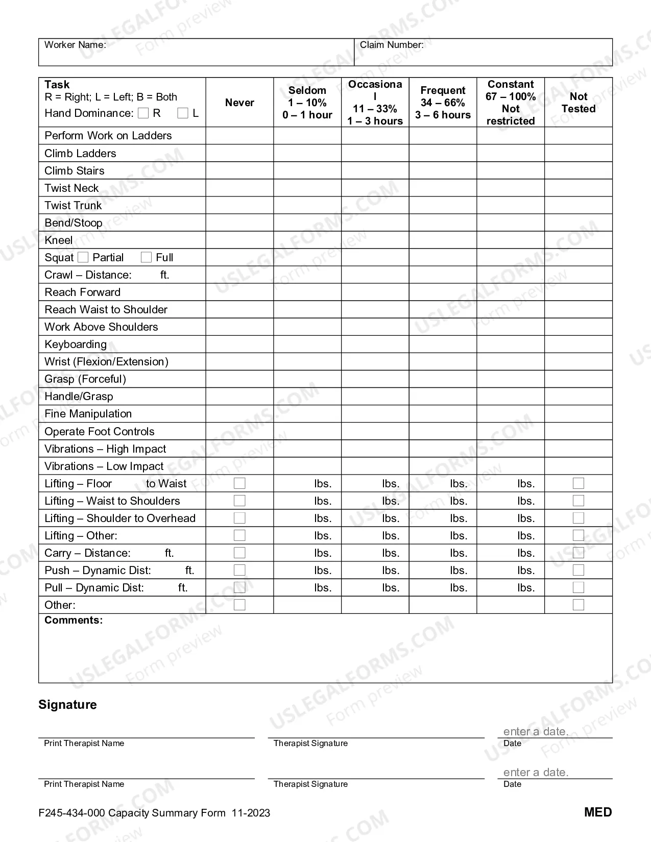 Preview Functional Capacity Summary