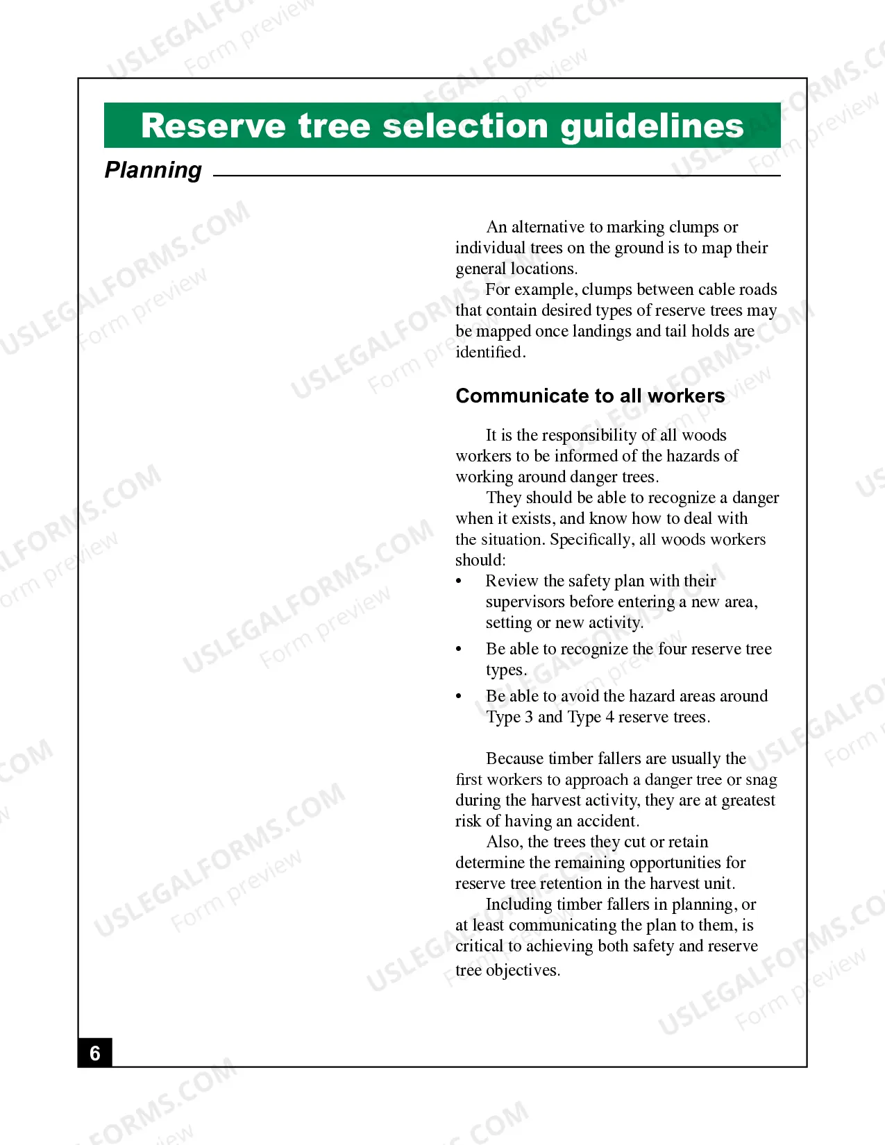 Preview Guidelines for Selecting Reserve Trees