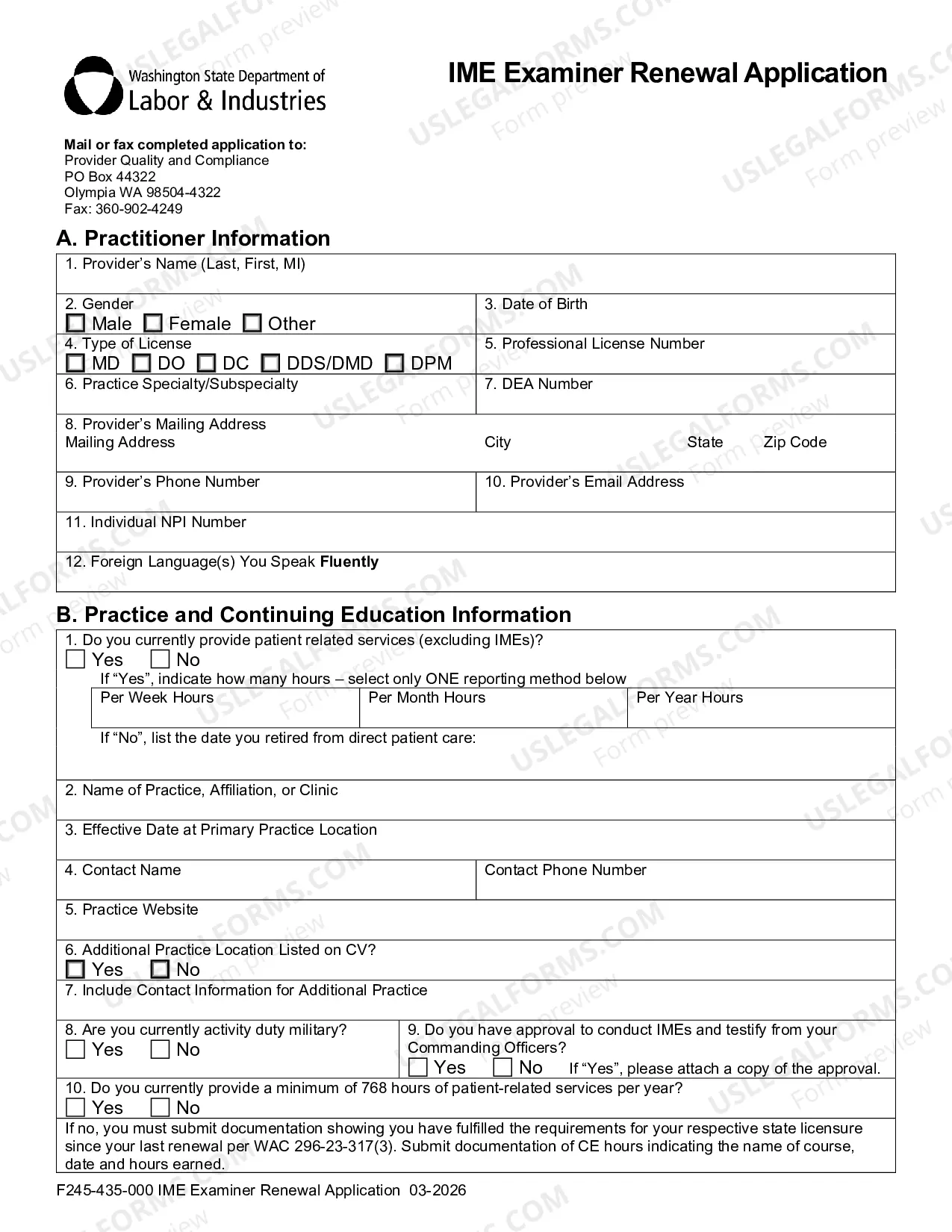 Preview IME Provider Renewal Application