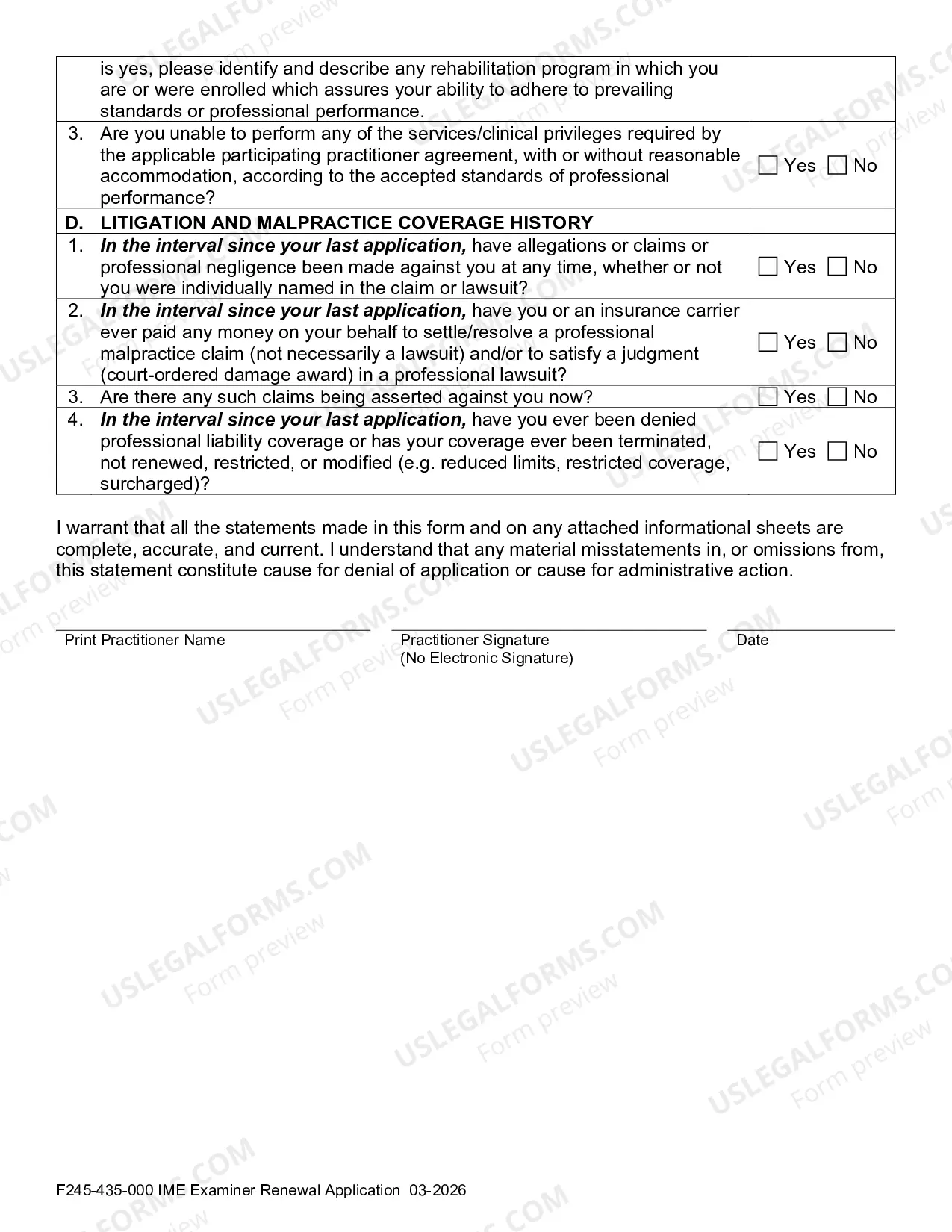 Preview IME Provider Renewal Application