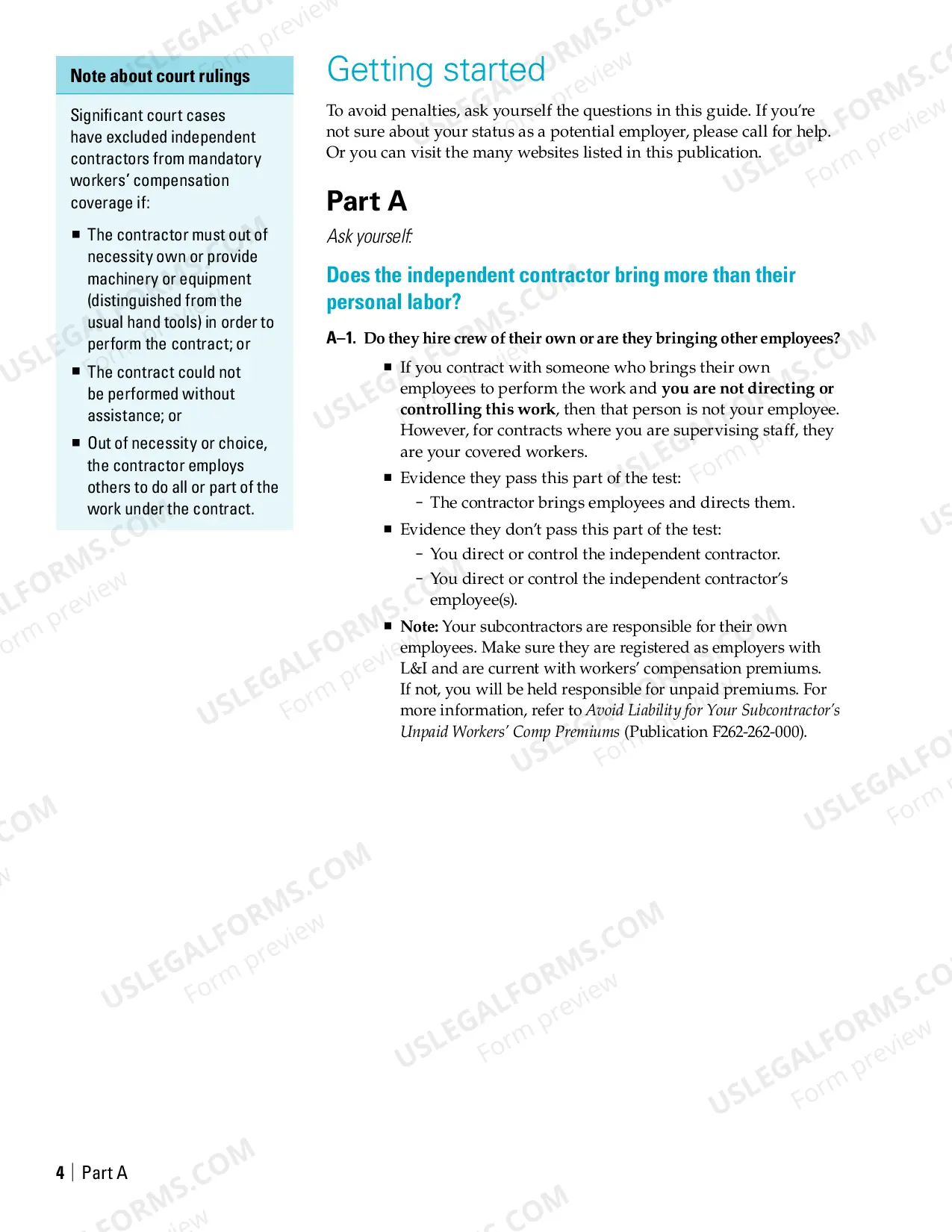 Preview Independent Contractor Guide: A Step-by-Step Guide to Hiring Independent Contractors in Washington State