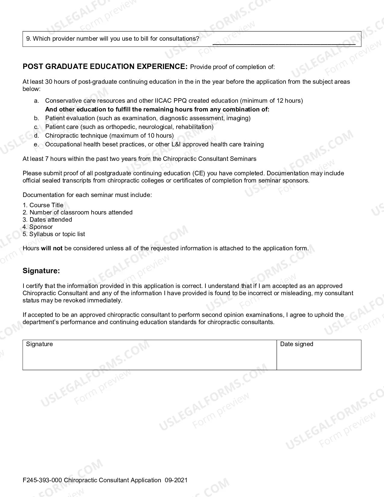 Preview L&I Chiropractic Consultant Application