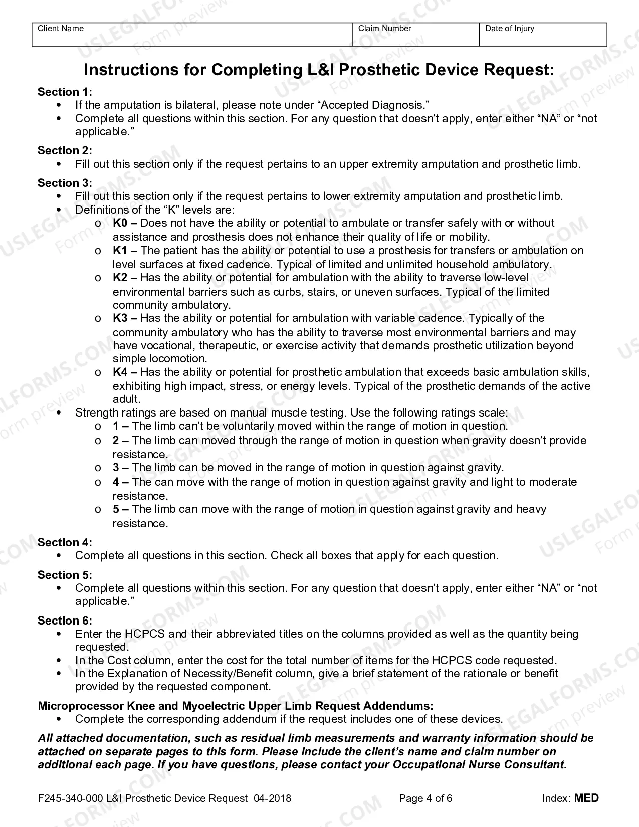 Preview Labor and Industries Prosthetic Device Request Form