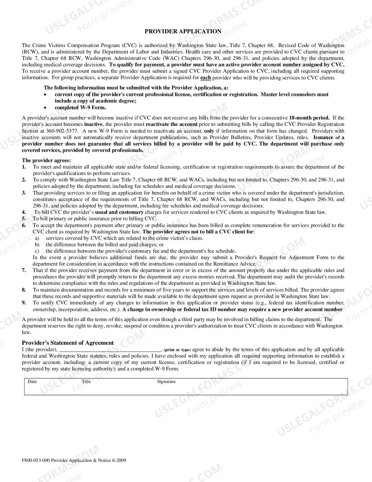 Preview Master Level Counselor Provider Account Application for Crime Victims