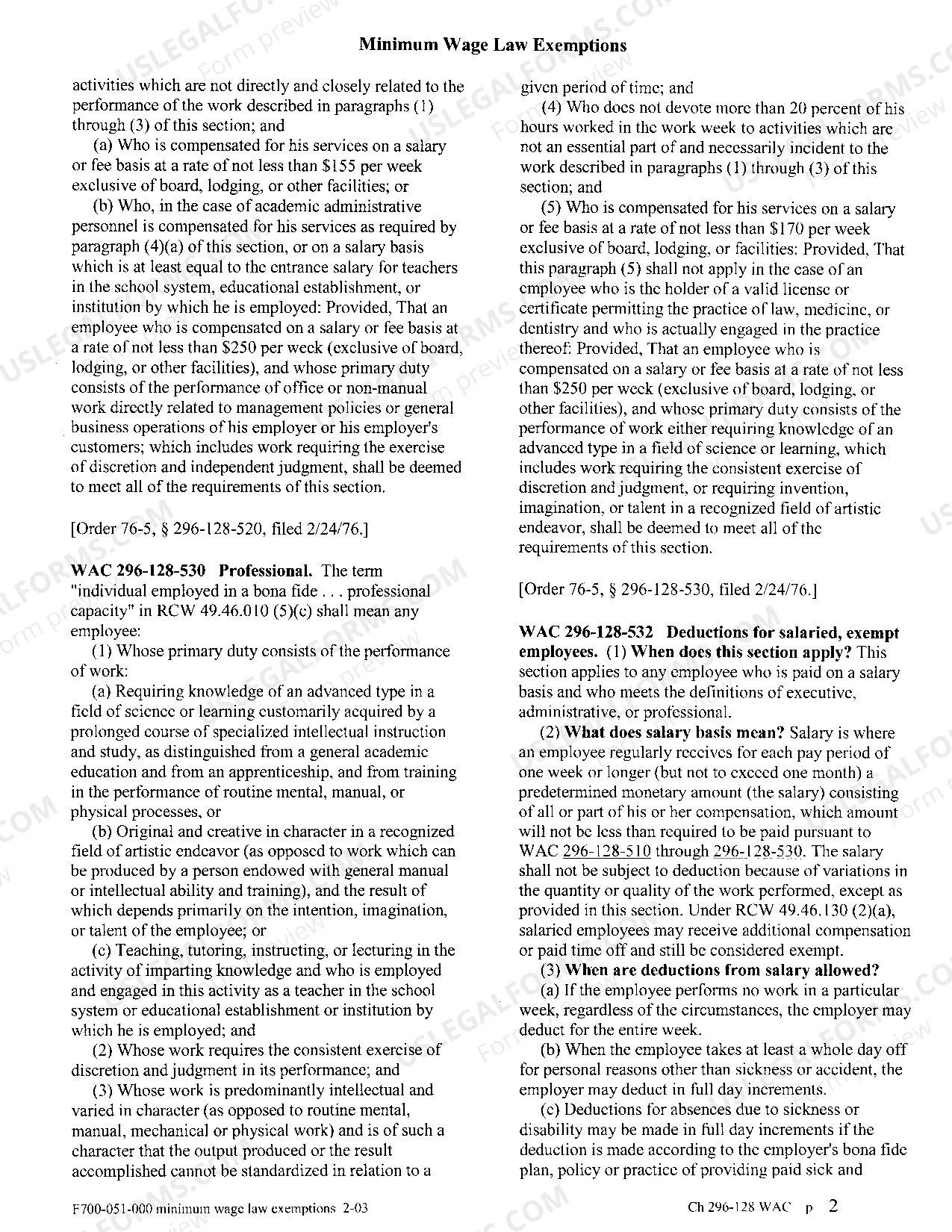 Preview Minimum Wage Law Exemptions