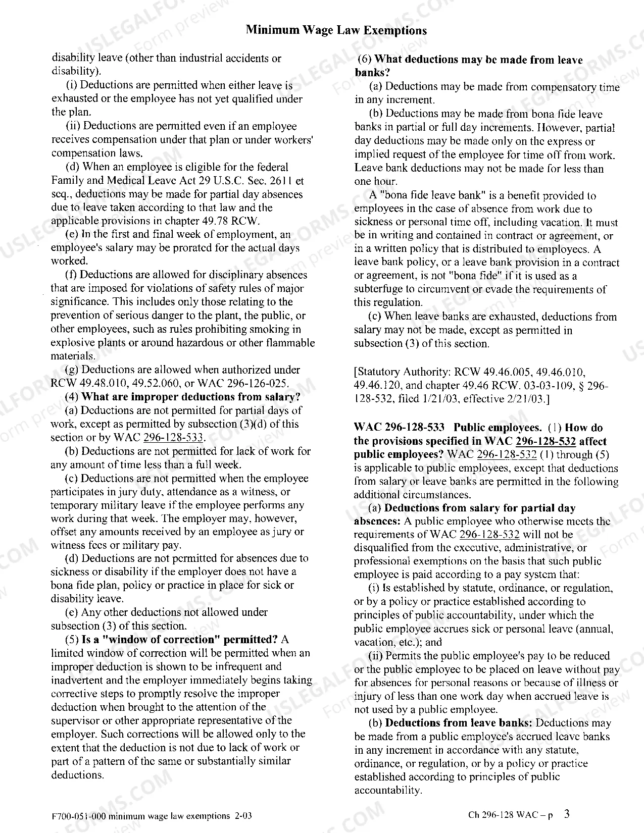 Preview Minimum Wage Law Exemptions
