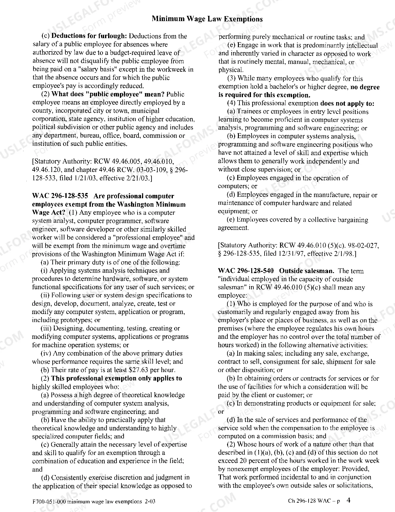 Preview Minimum Wage Law Exemptions