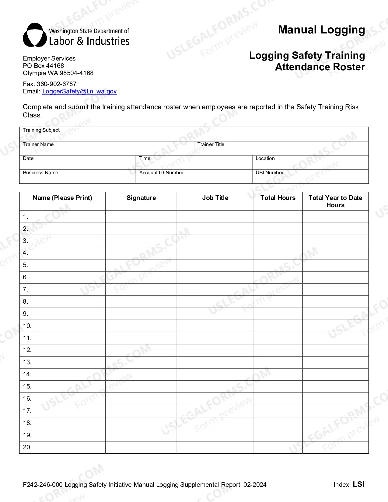 Preview Monthly Supplemental Report for Manual Logging