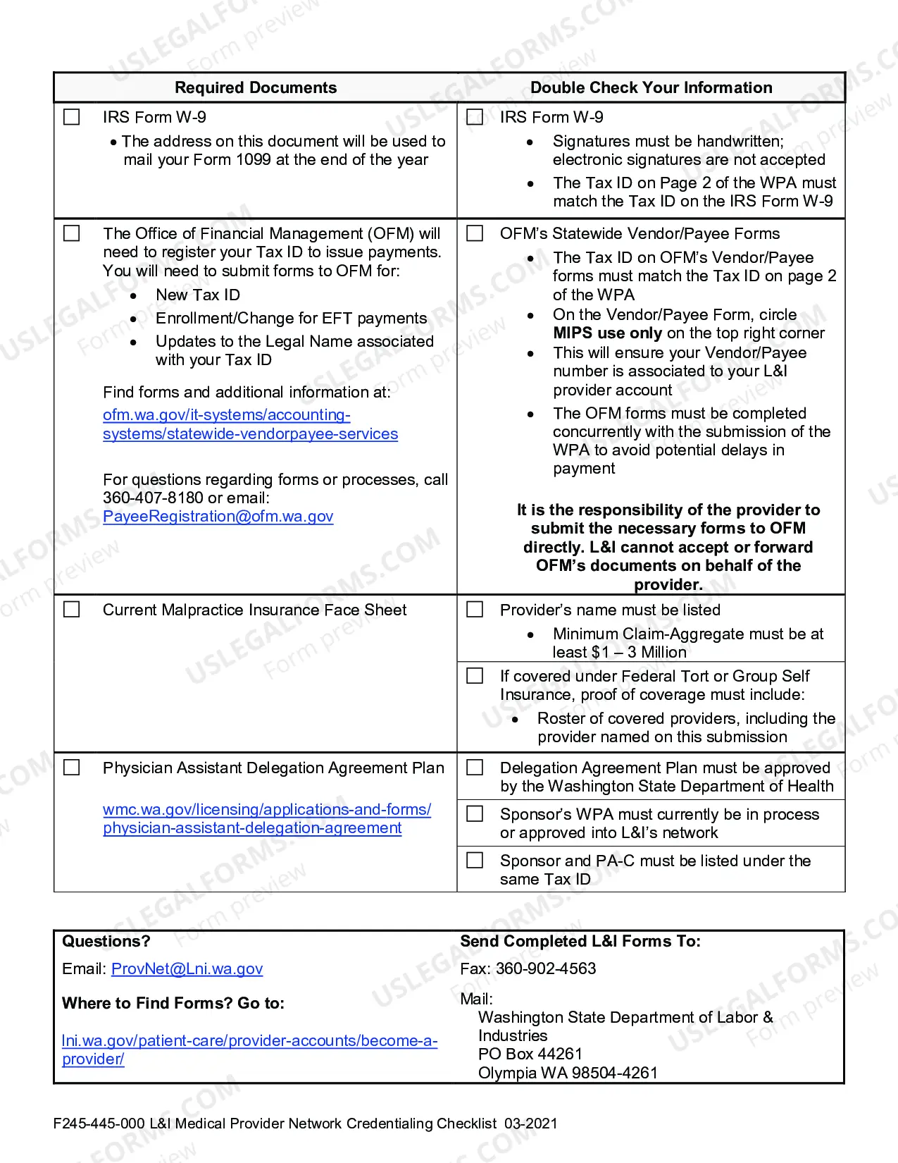 Preview Network Provider Application Packet