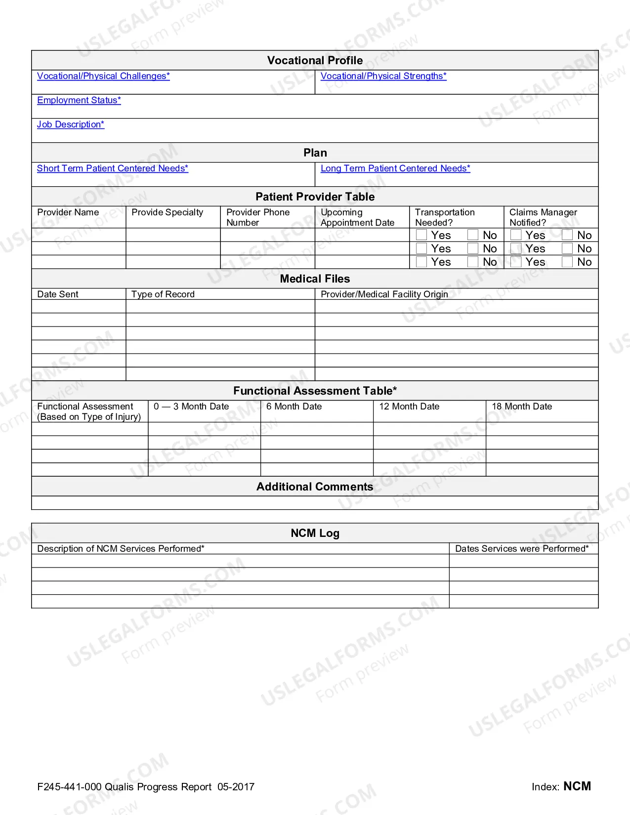 Preview Nurse Case Management Qualis Progress Report