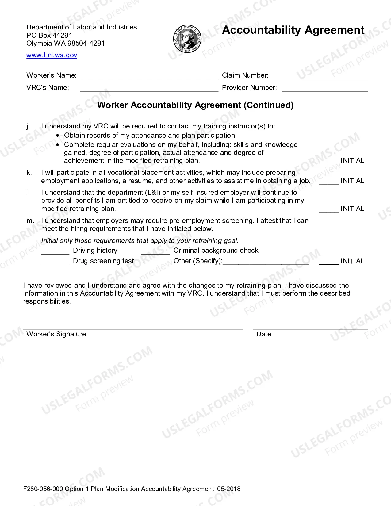 Preview Option 1 Plan Modification Accountability Agreement