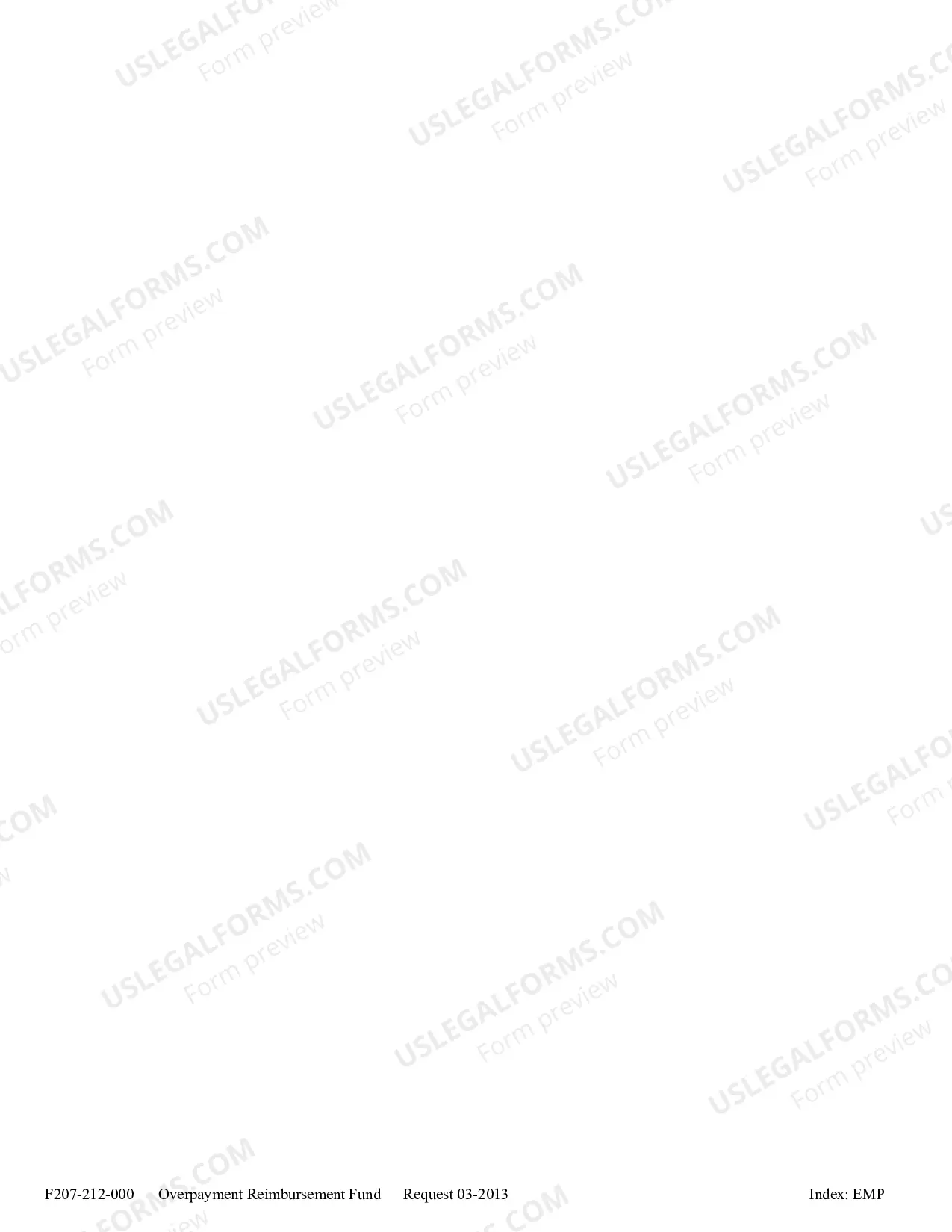 Preview Overpayment Reimbursement Fund Request Coversheet