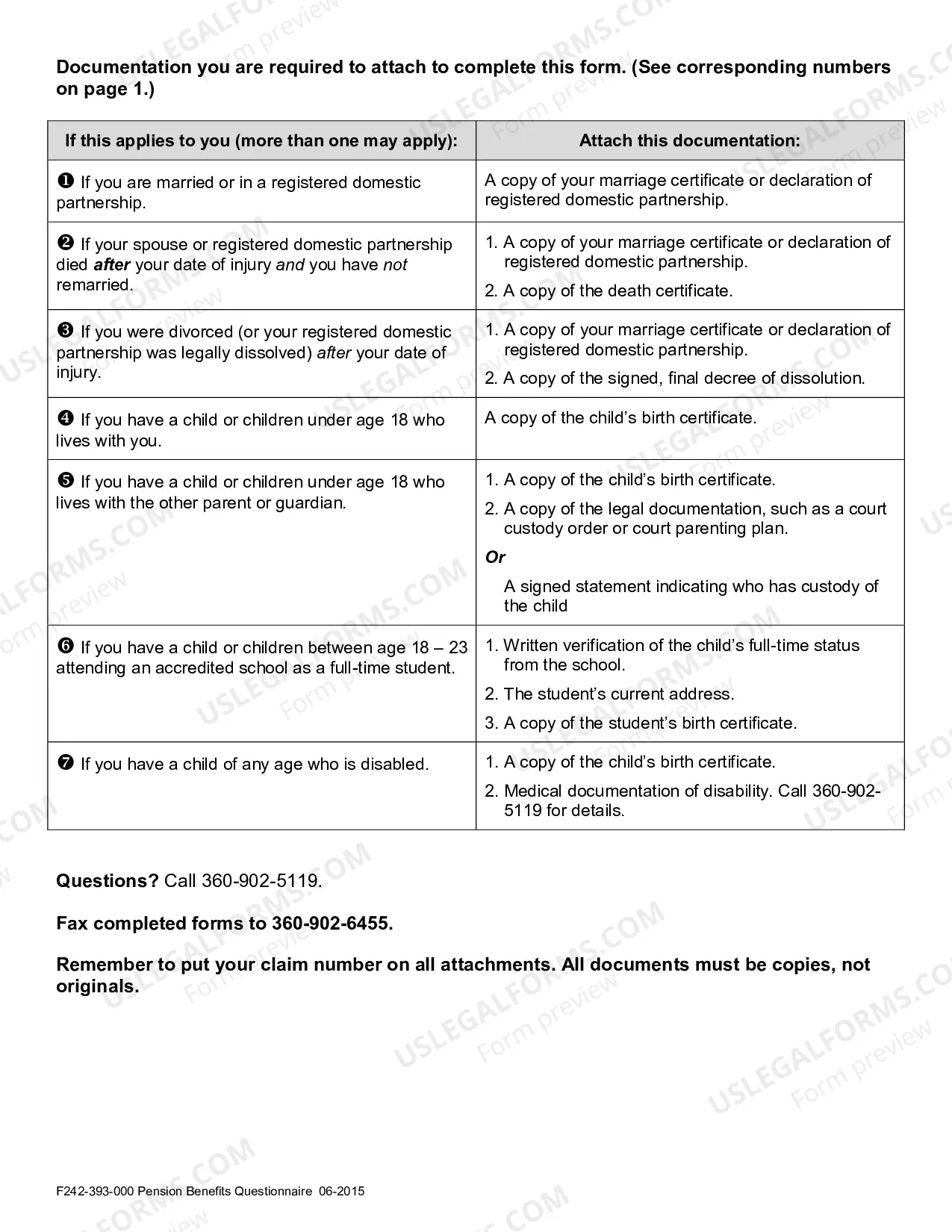 Preview Pension Benefits Questionnaire
