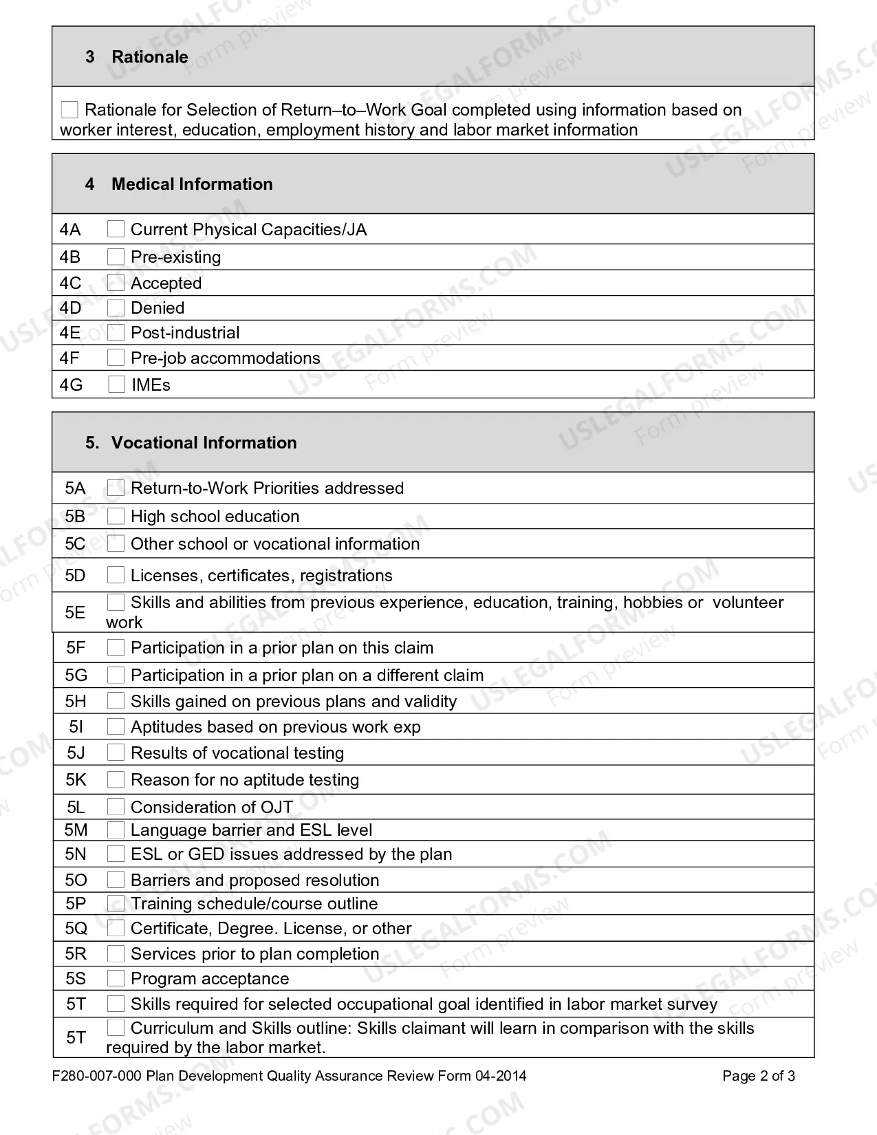Preview Plan Development Quality Assurance Review Form