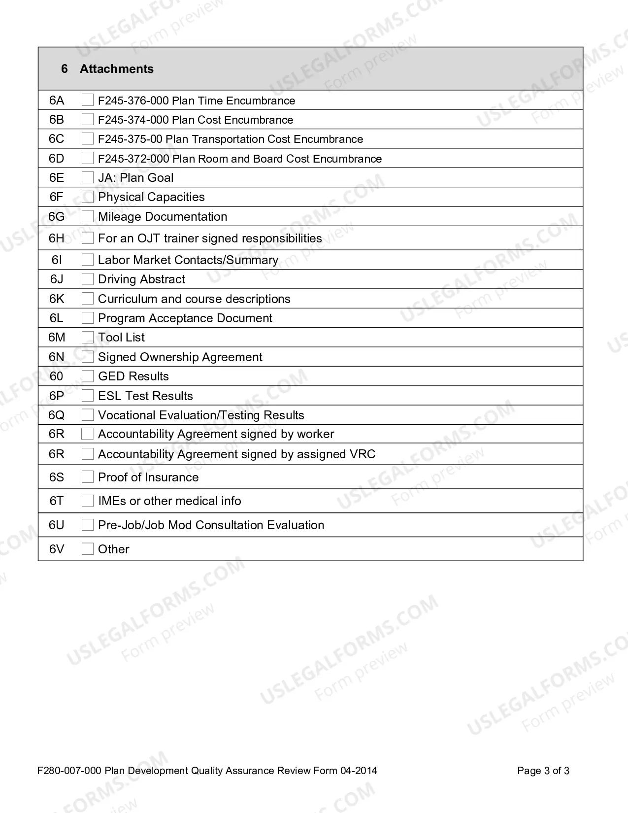 Preview Plan Development Quality Assurance Review Form