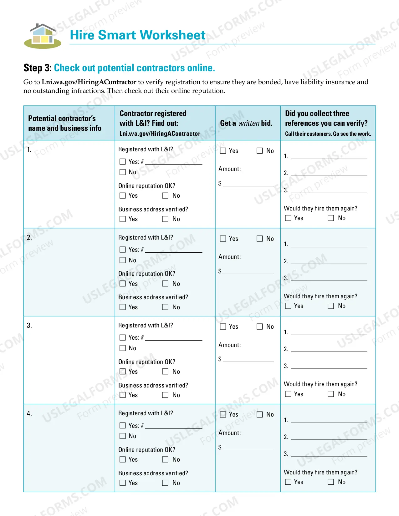 Preview Protect My Home Hire Smart Worksheet
