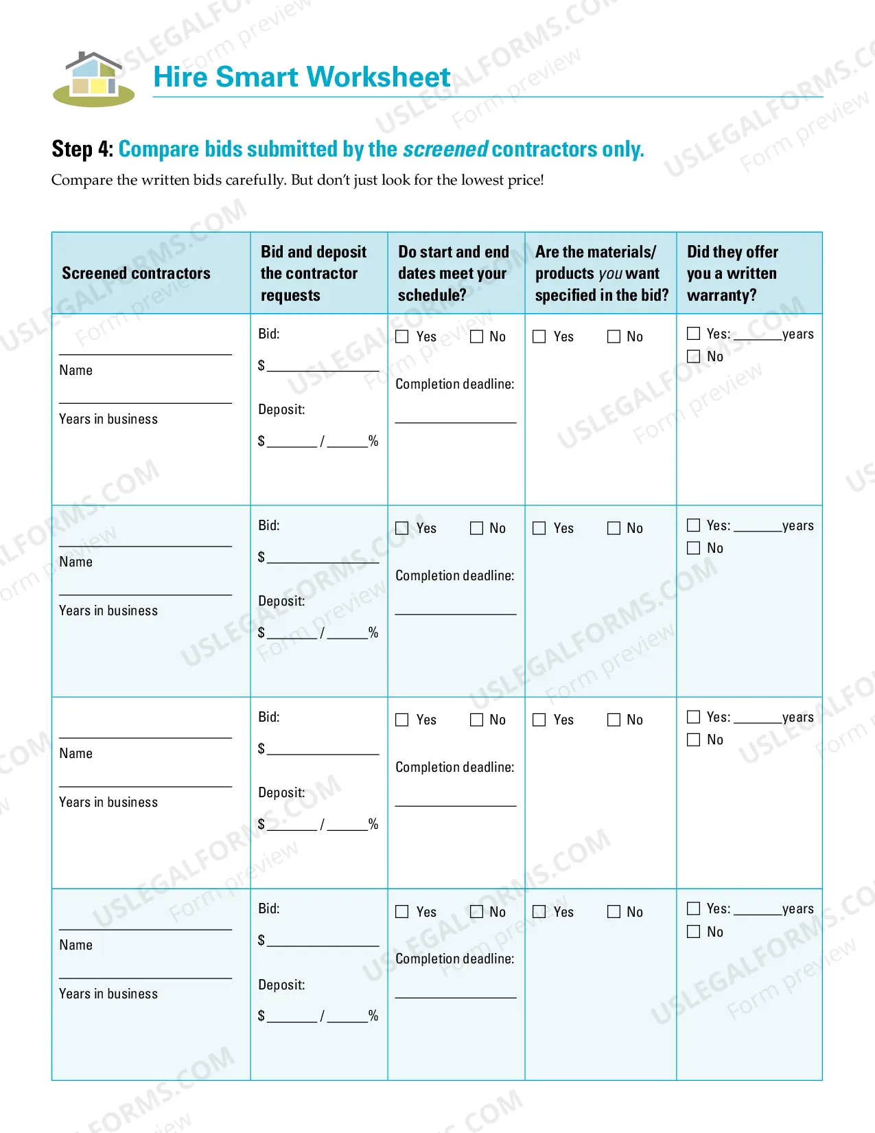Preview Protect My Home Hire Smart Worksheet