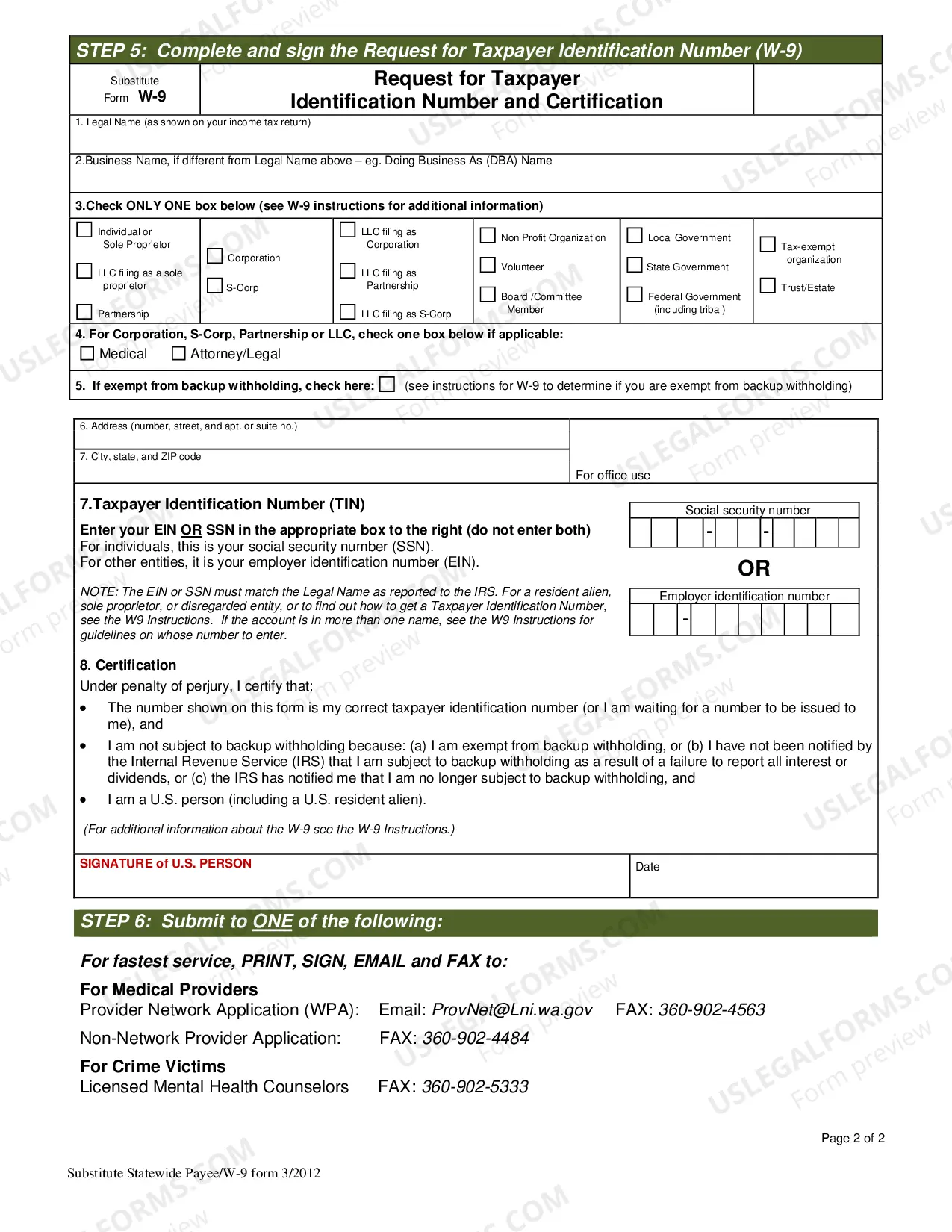 Preview Provider Change Form for Crime Victims Compensation