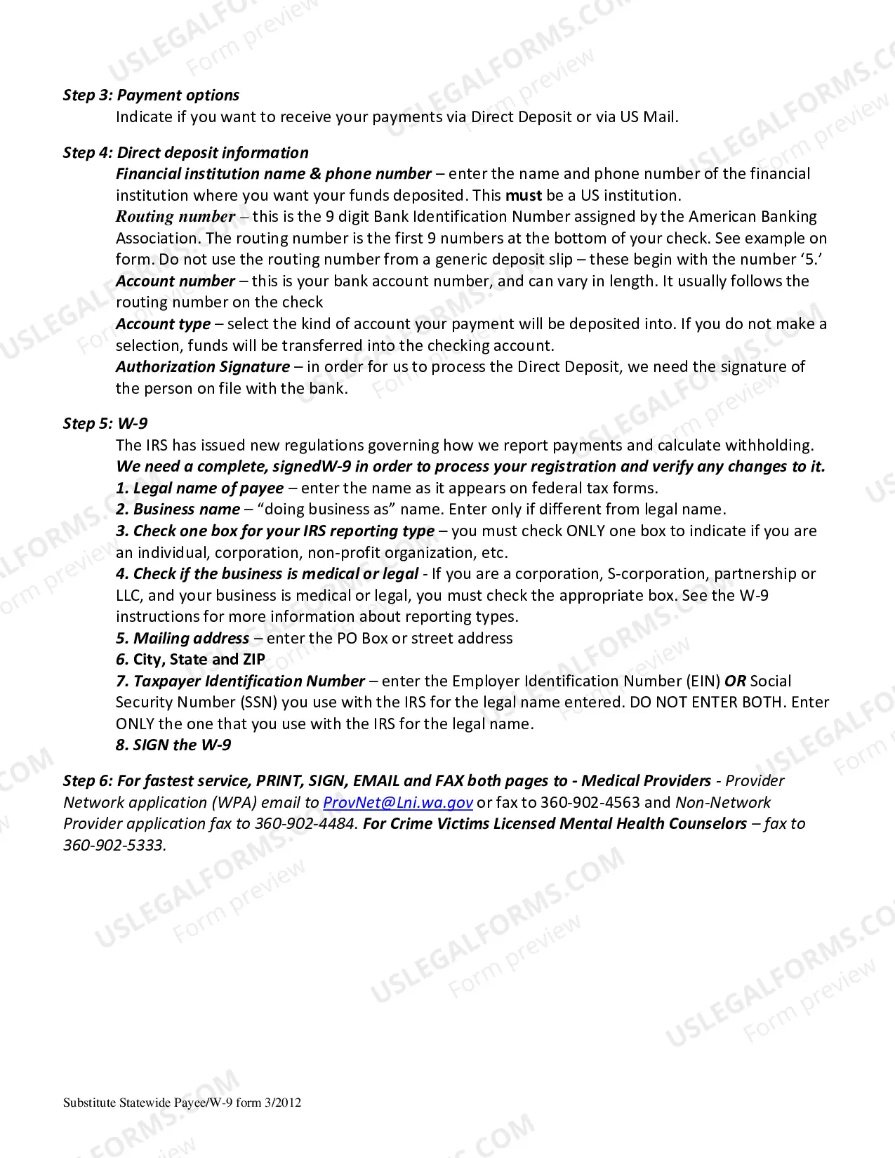 Preview Provider Change Form for Crime Victims Compensation