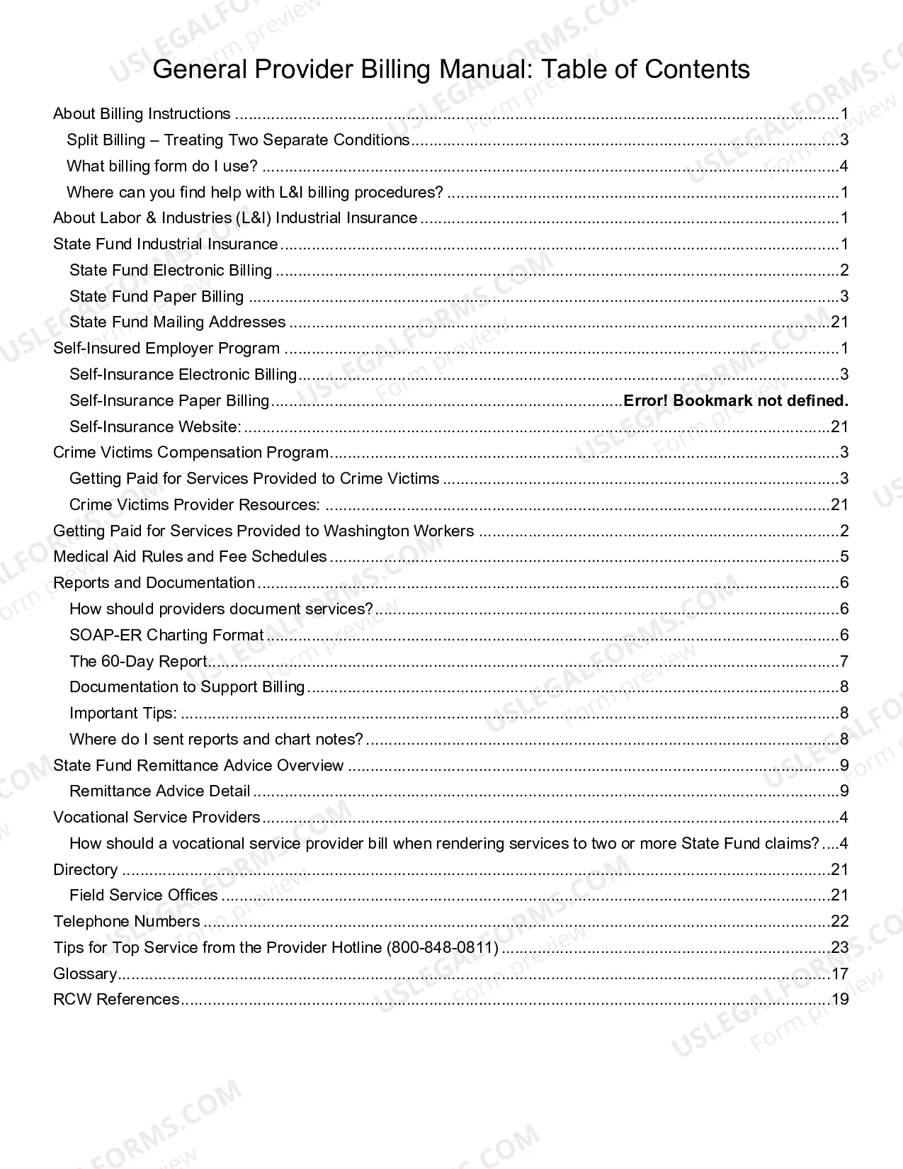 Preview Provider General Billing Manual