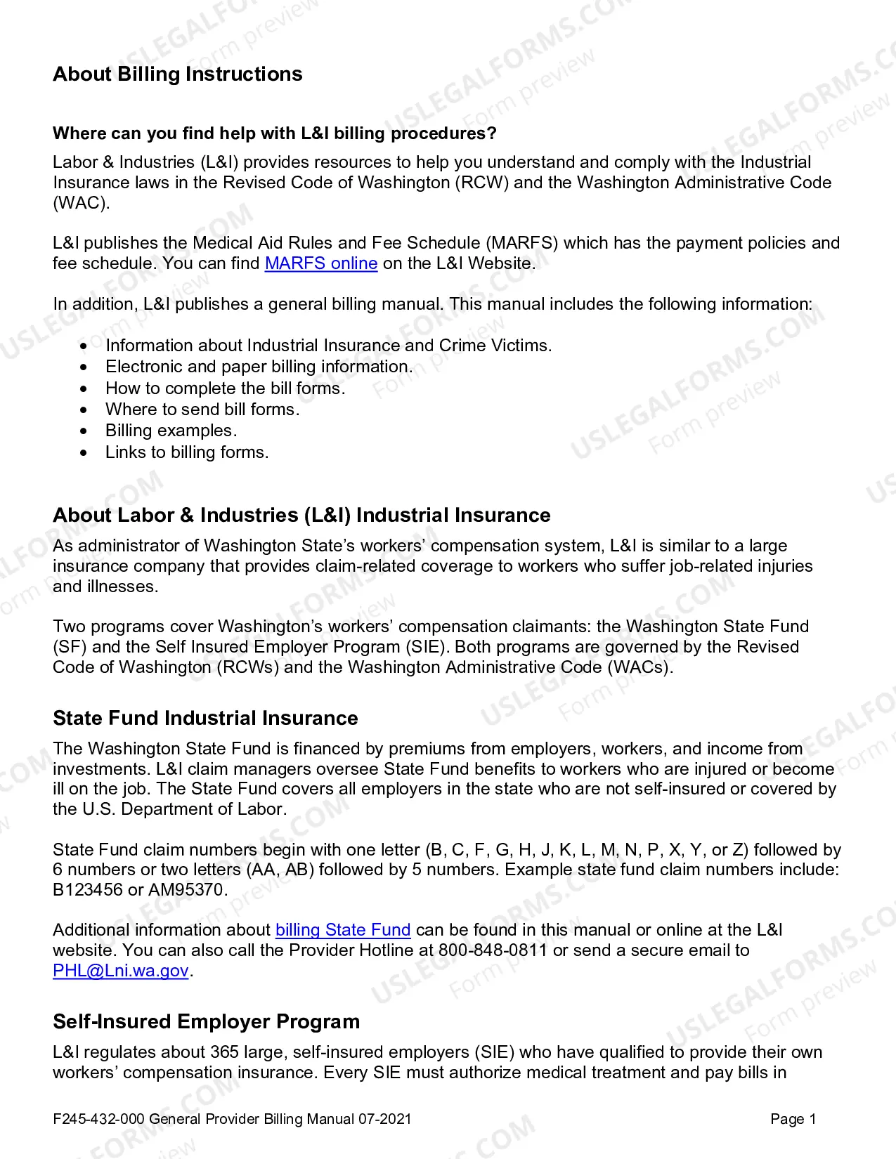 Preview Provider General Billing Manual