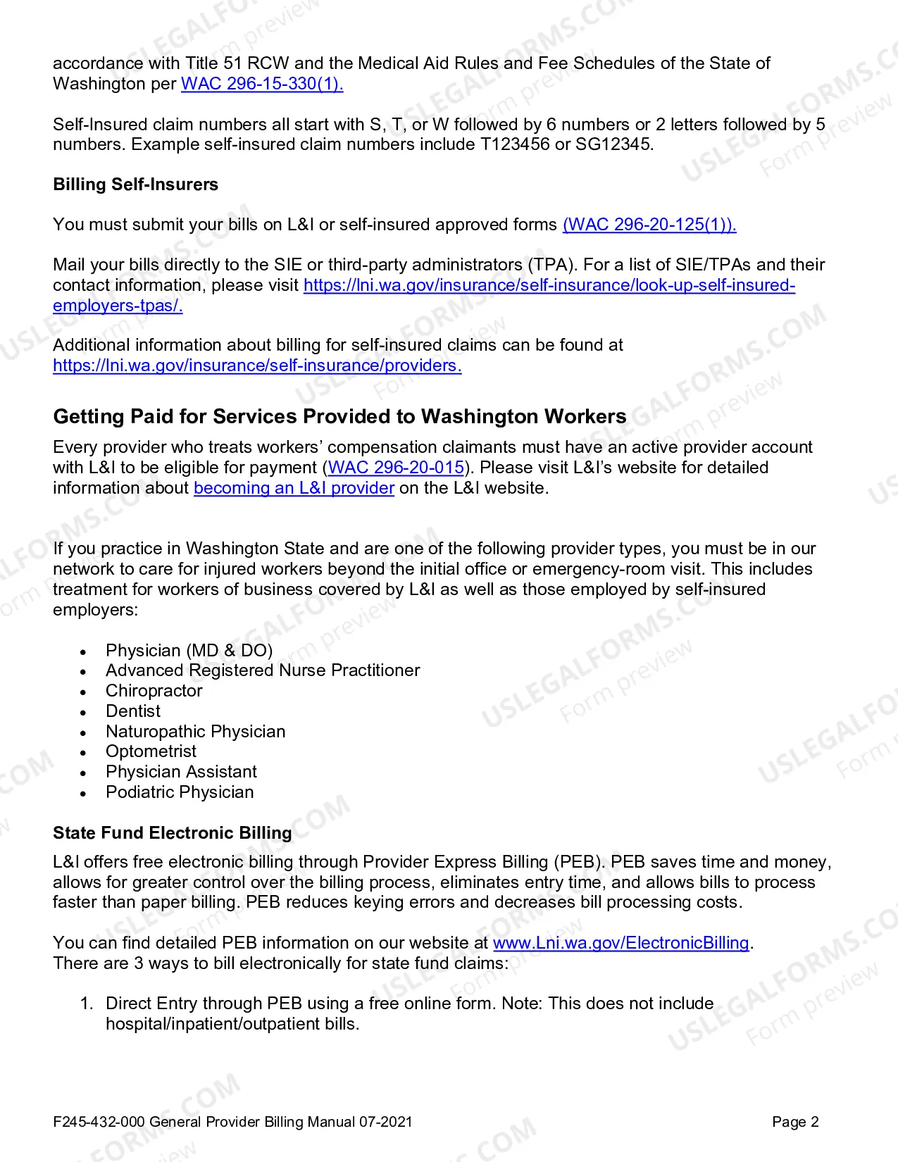 Preview Provider General Billing Manual