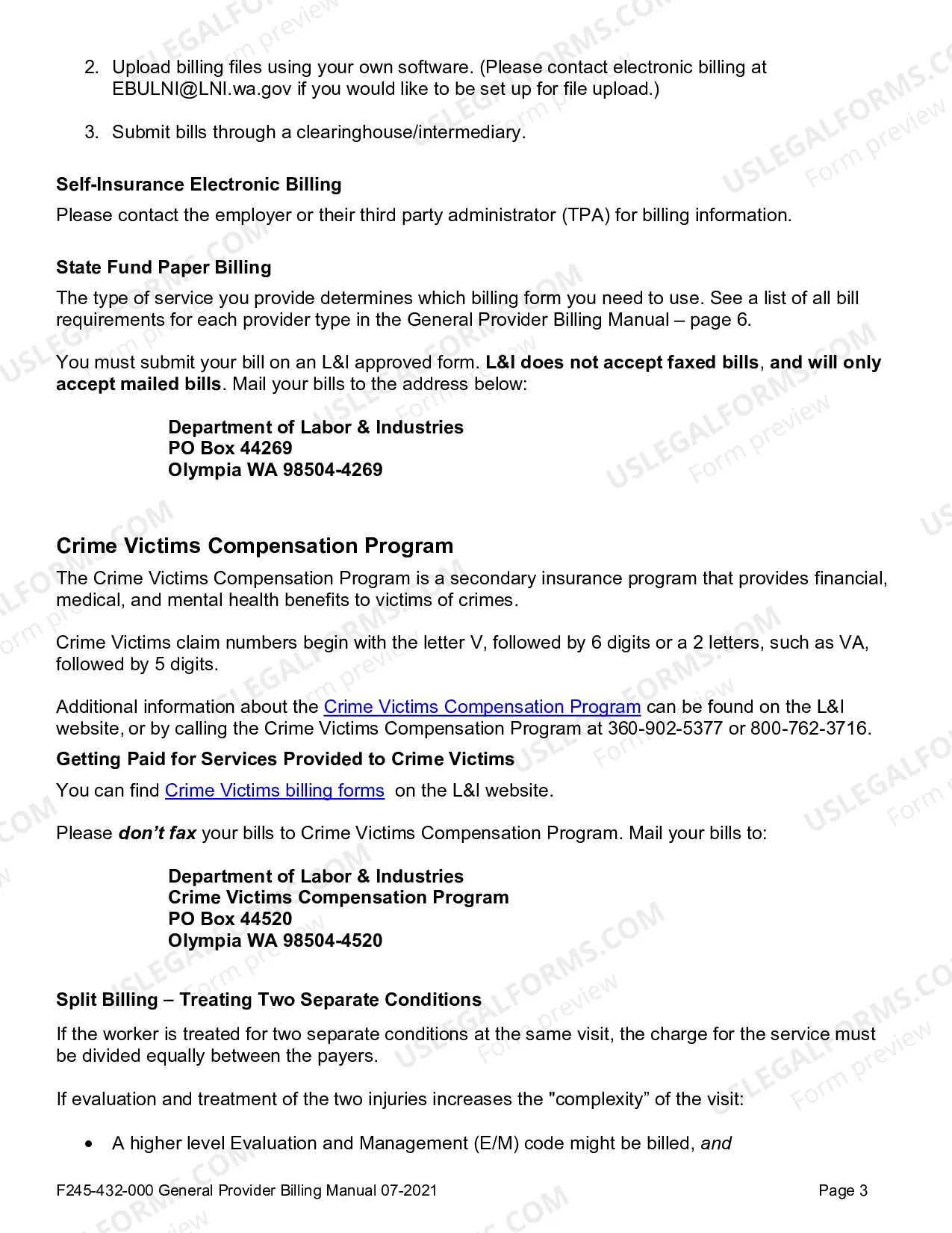 Preview Provider General Billing Manual