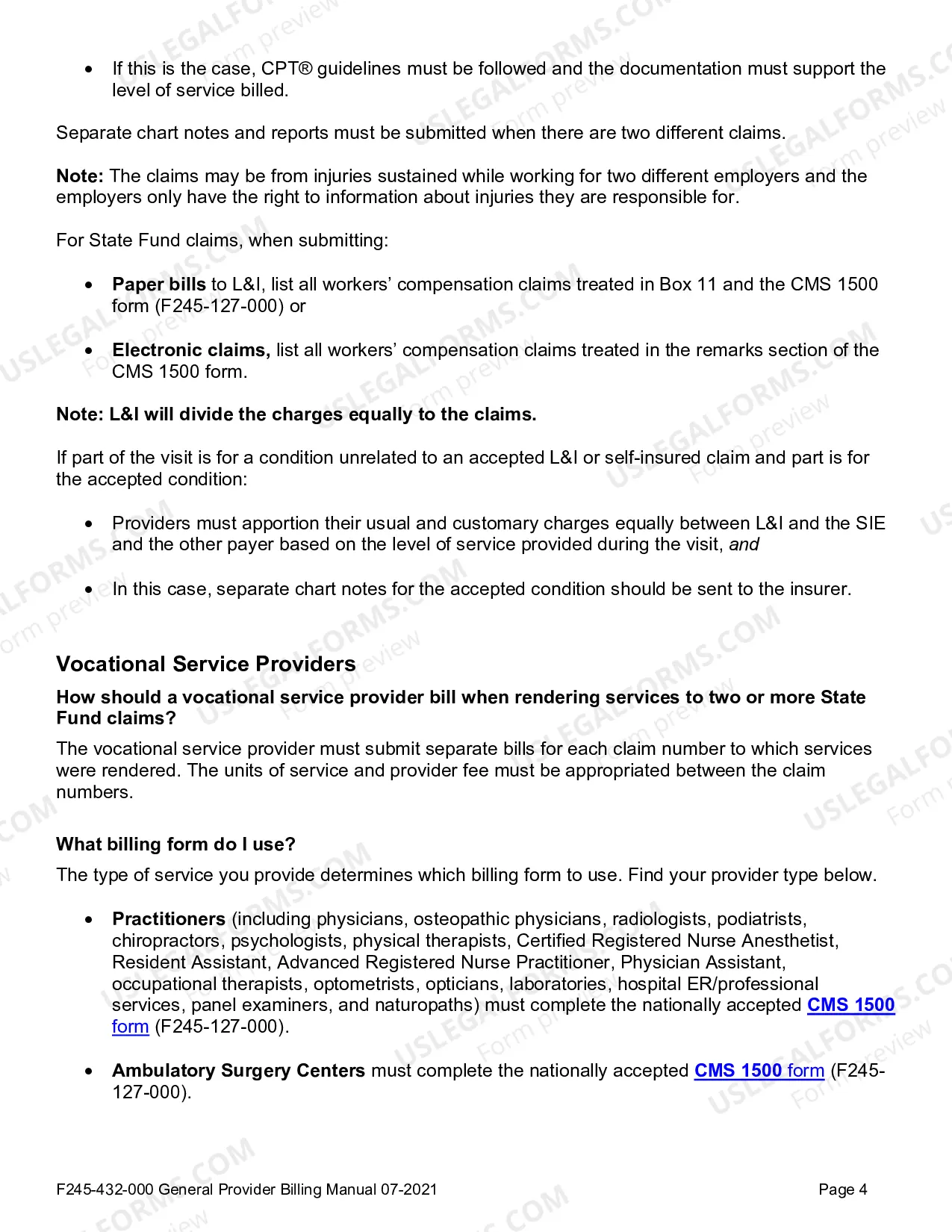 Preview Provider General Billing Manual