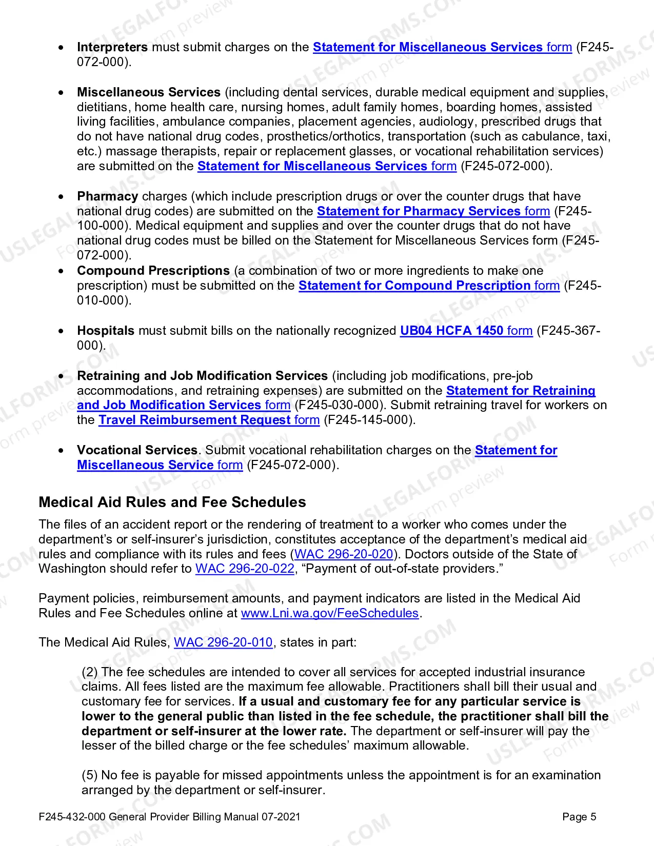 Preview Provider General Billing Manual