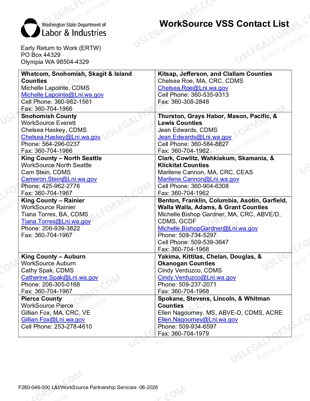 Preview Referral to Labor and Industries /WorkSource Partnership Services