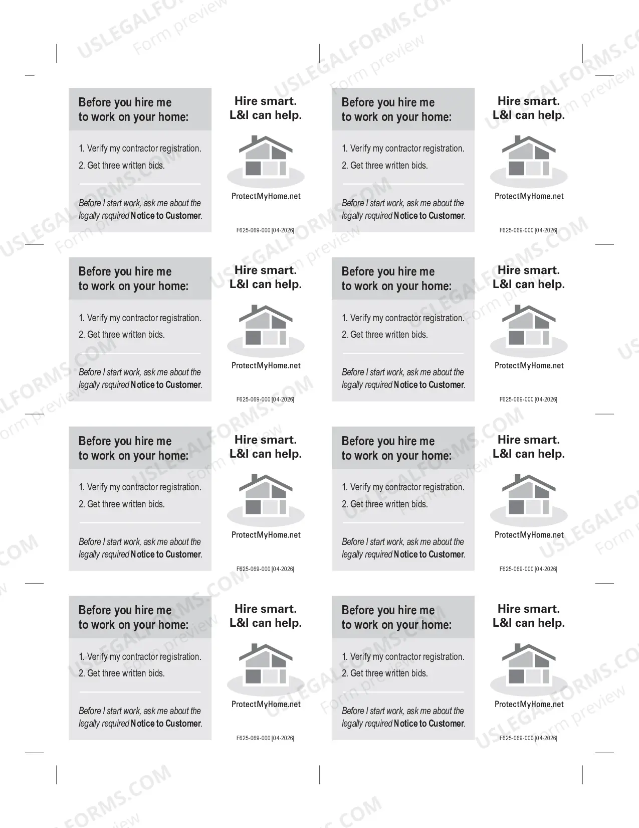 Preview Registered Contractor Card