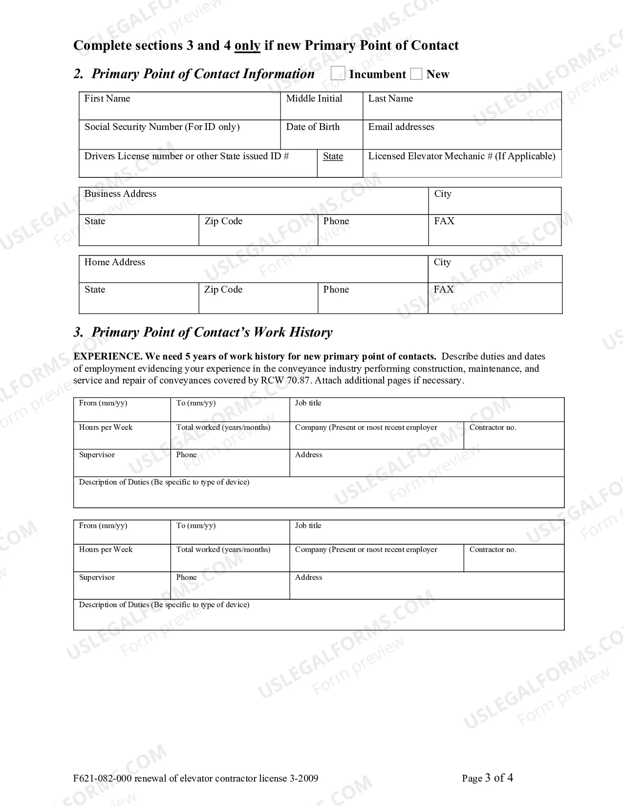 Preview Renewal of Contractor Elevator License