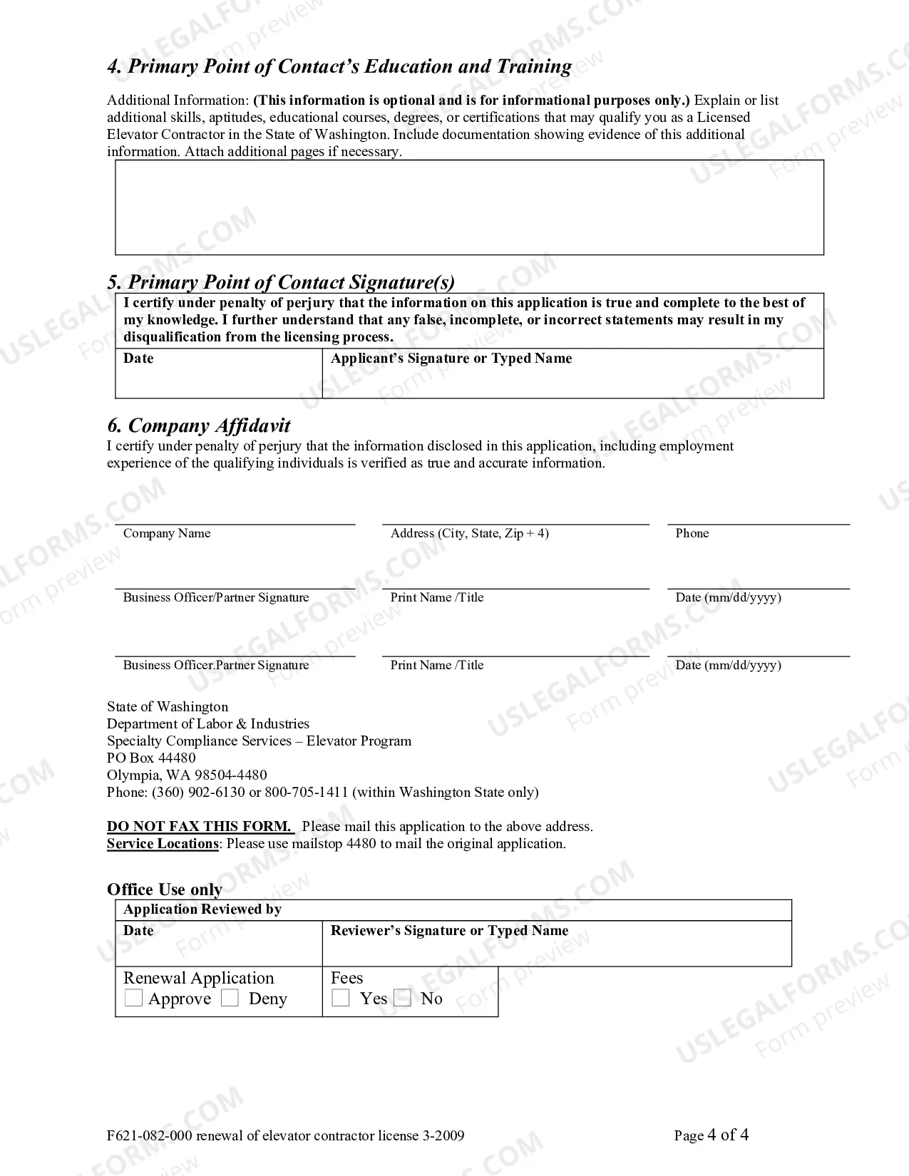 Preview Renewal of Contractor Elevator License